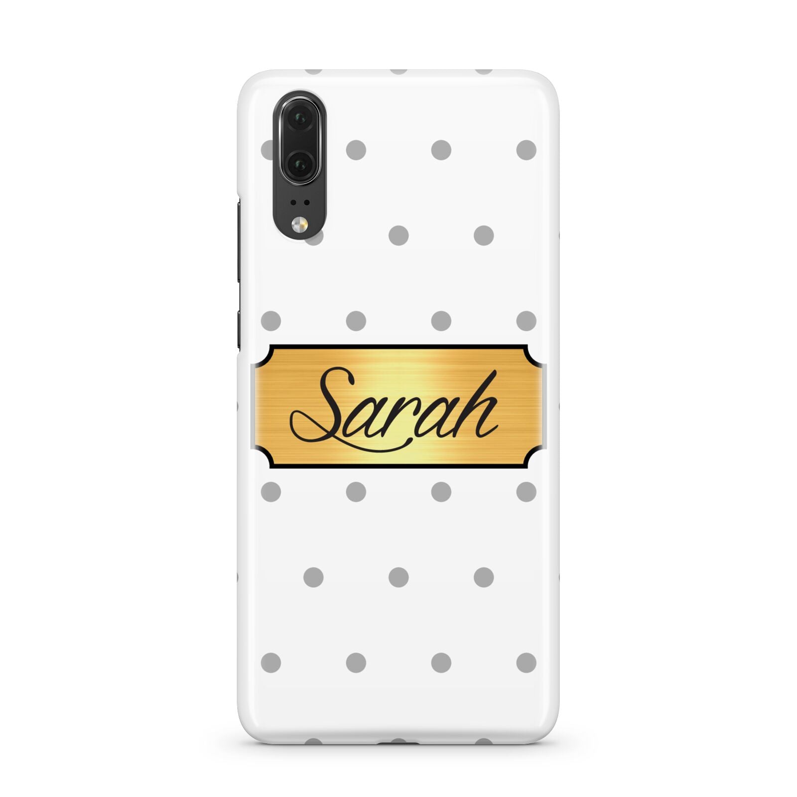Personalised Grey Dots Gold With Name Huawei P20 Phone Case