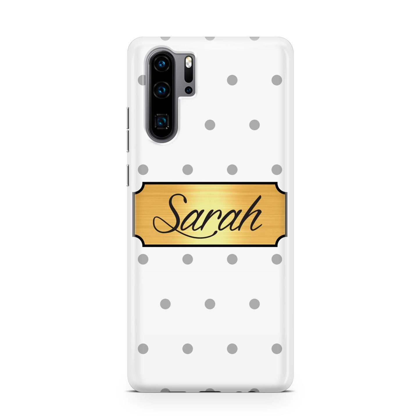 Personalised Grey Dots Gold With Name Huawei P30 Pro Phone Case