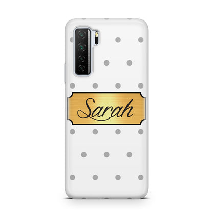 Personalised Grey Dots Gold With Name Huawei P40 Lite 5G Phone Case