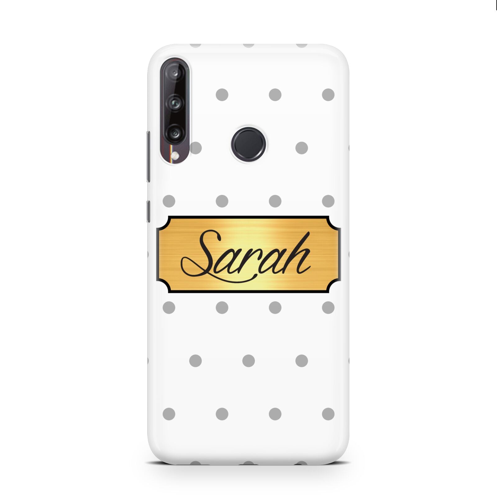 Personalised Grey Dots Gold With Name Huawei P40 Lite E Phone Case