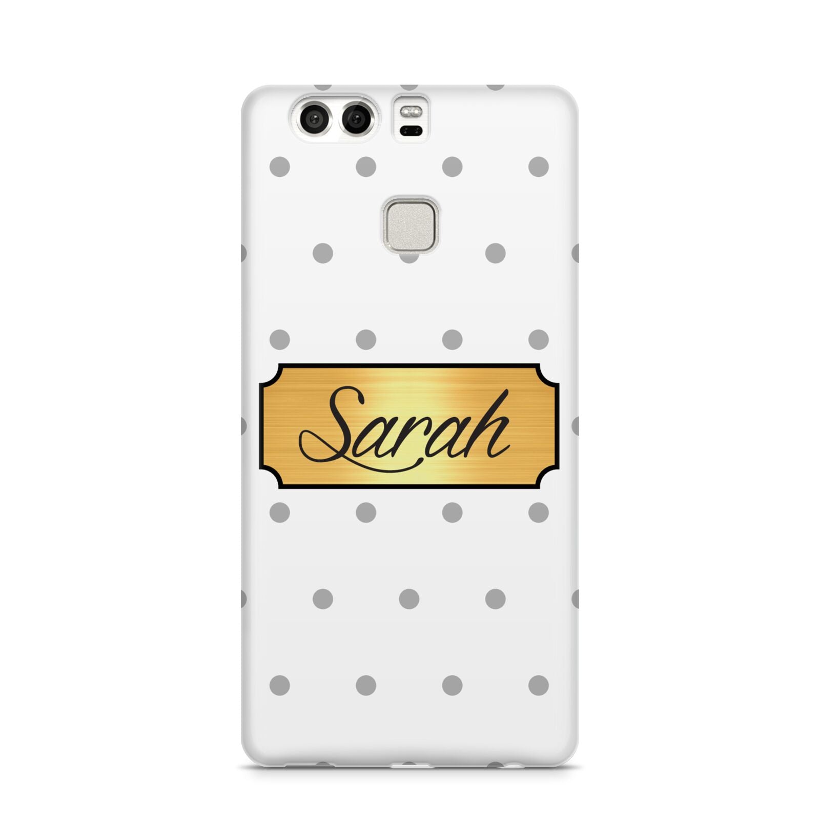 Personalised Grey Dots Gold With Name Huawei P9 Case