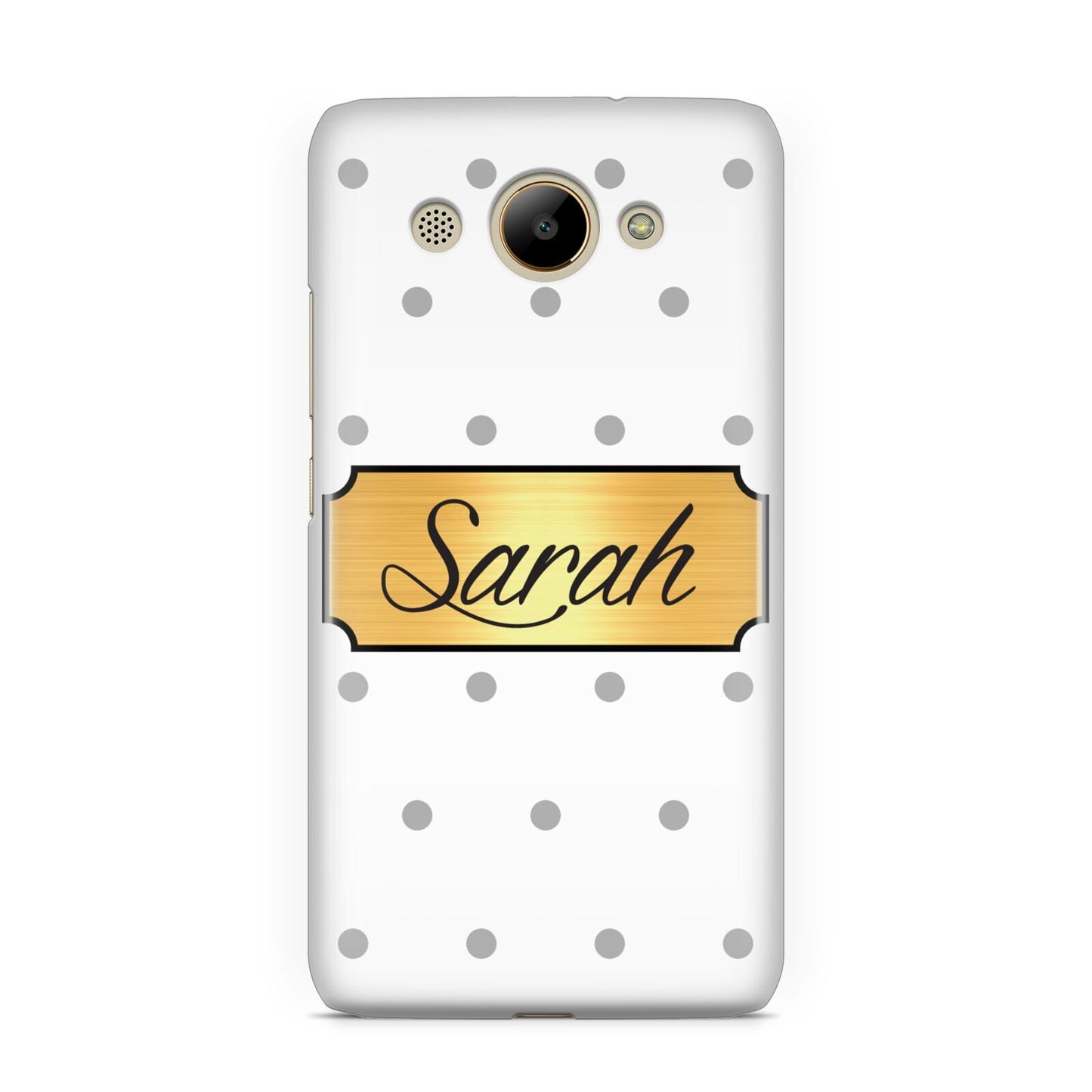 Personalised Grey Dots Gold With Name Huawei Y3 2017