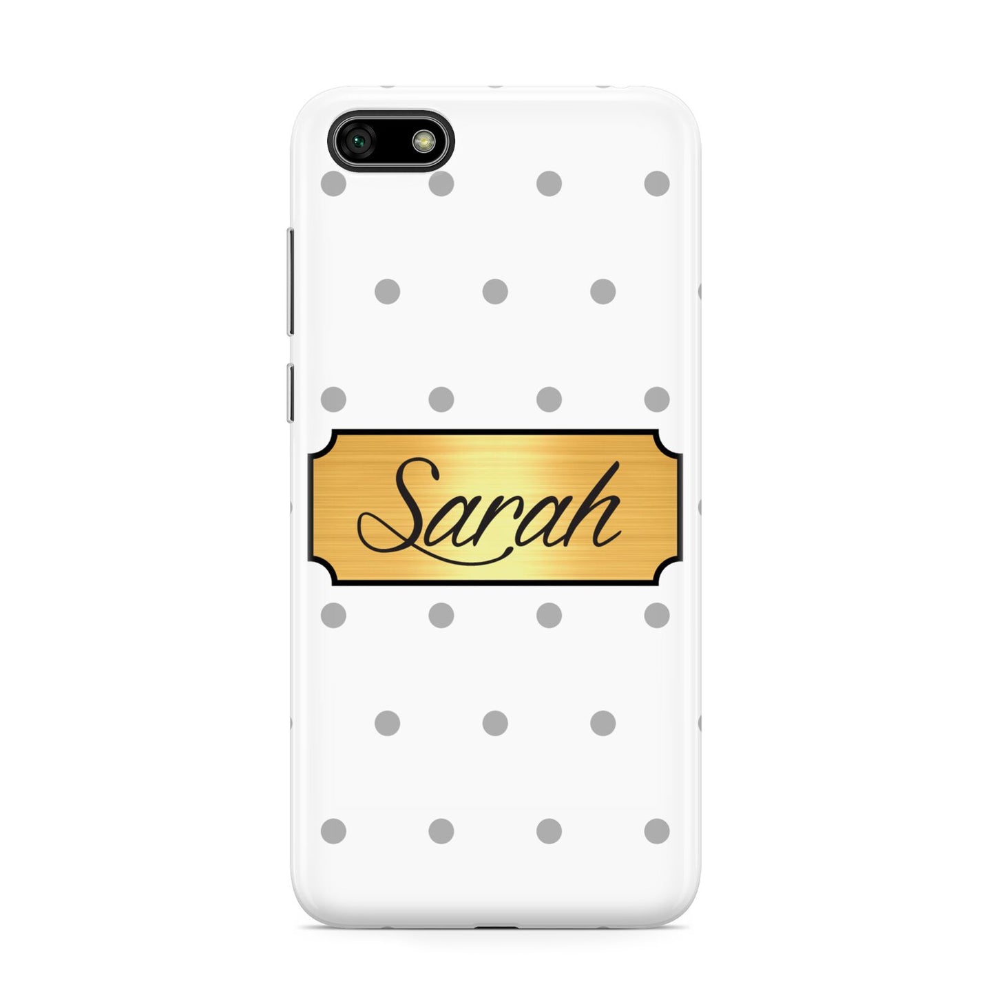 Personalised Grey Dots Gold With Name Huawei Y5 Prime 2018 Phone Case