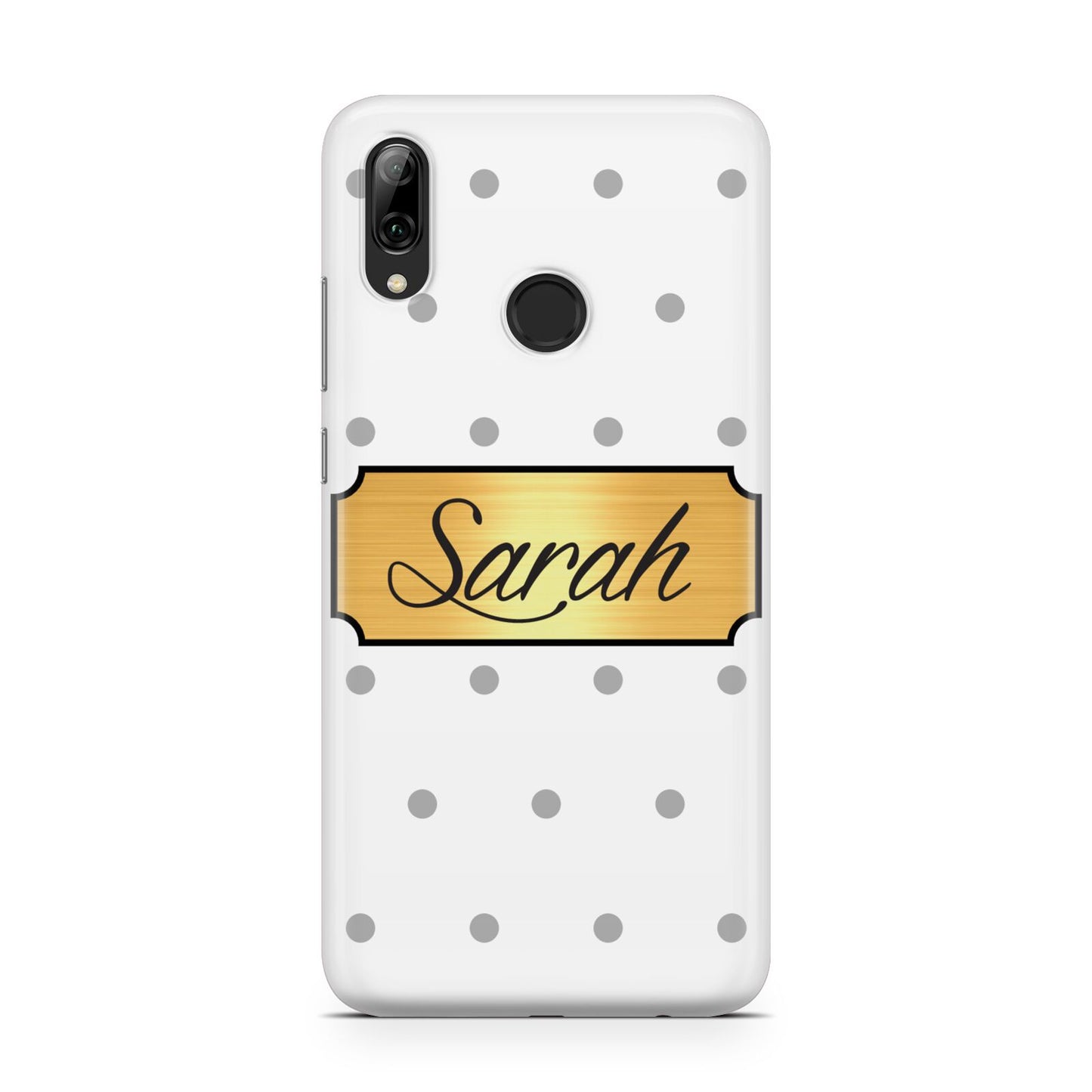 Personalised Grey Dots Gold With Name Huawei Y7 2019