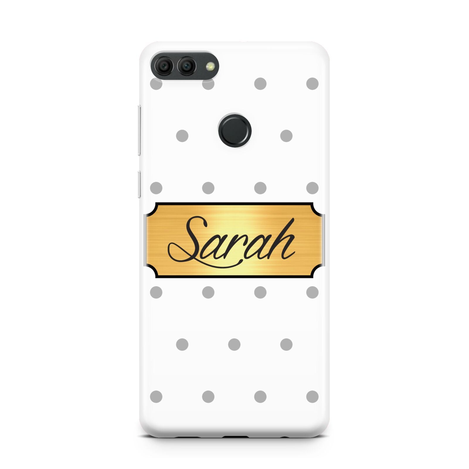 Personalised Grey Dots Gold With Name Huawei Y9 2018