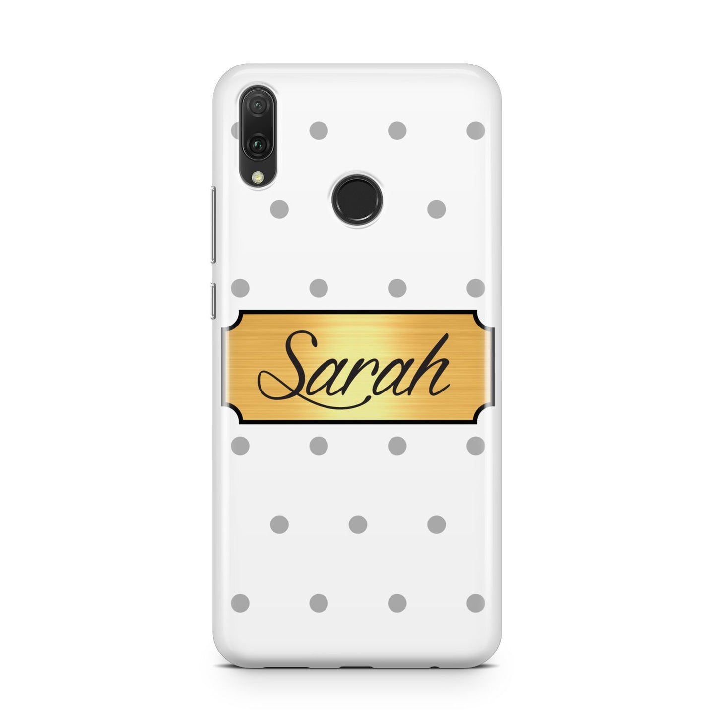 Personalised Grey Dots Gold With Name Huawei Y9 2019