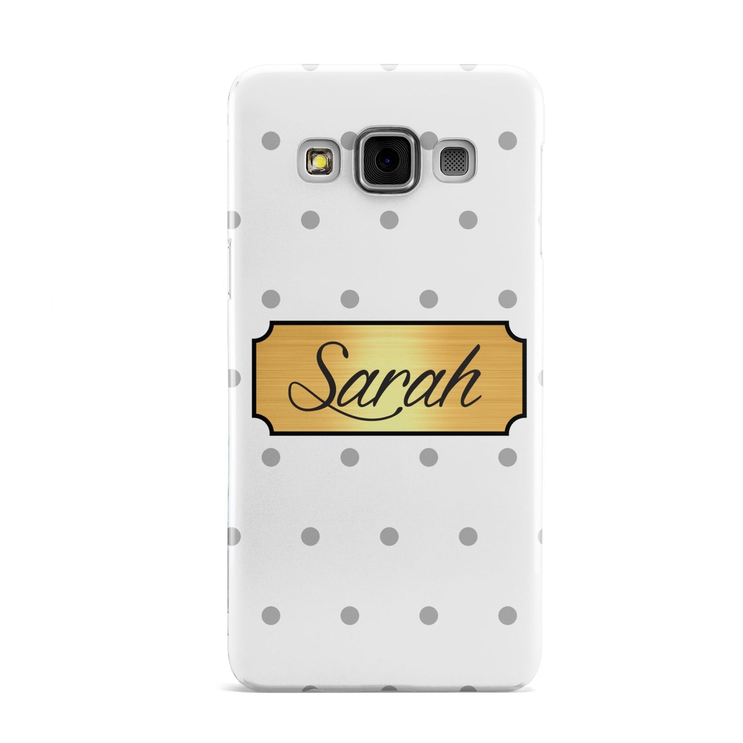 Personalised Grey Dots Gold With Name Samsung Galaxy A3 Case