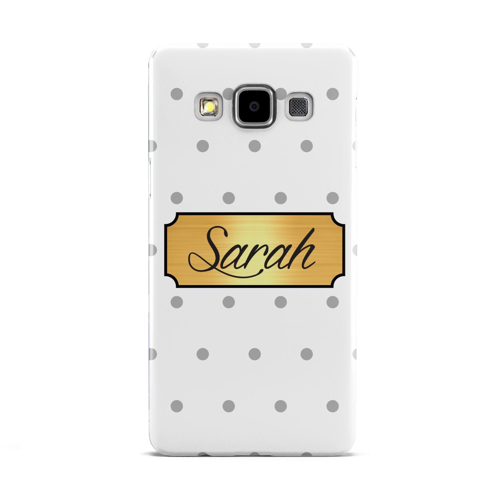 Personalised Grey Dots Gold With Name Samsung Galaxy A5 Case