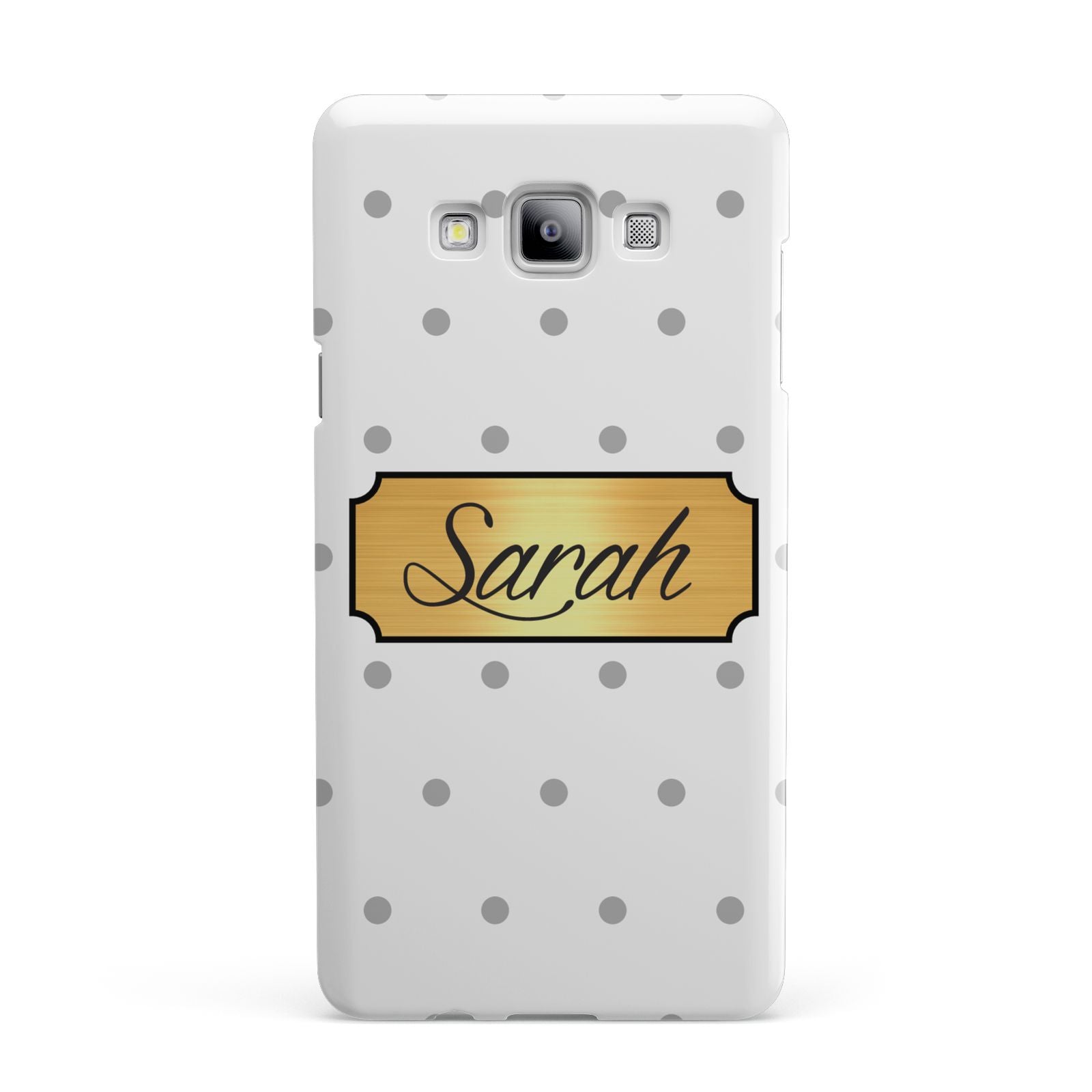 Personalised Grey Dots Gold With Name Samsung Galaxy A7 2015 Case