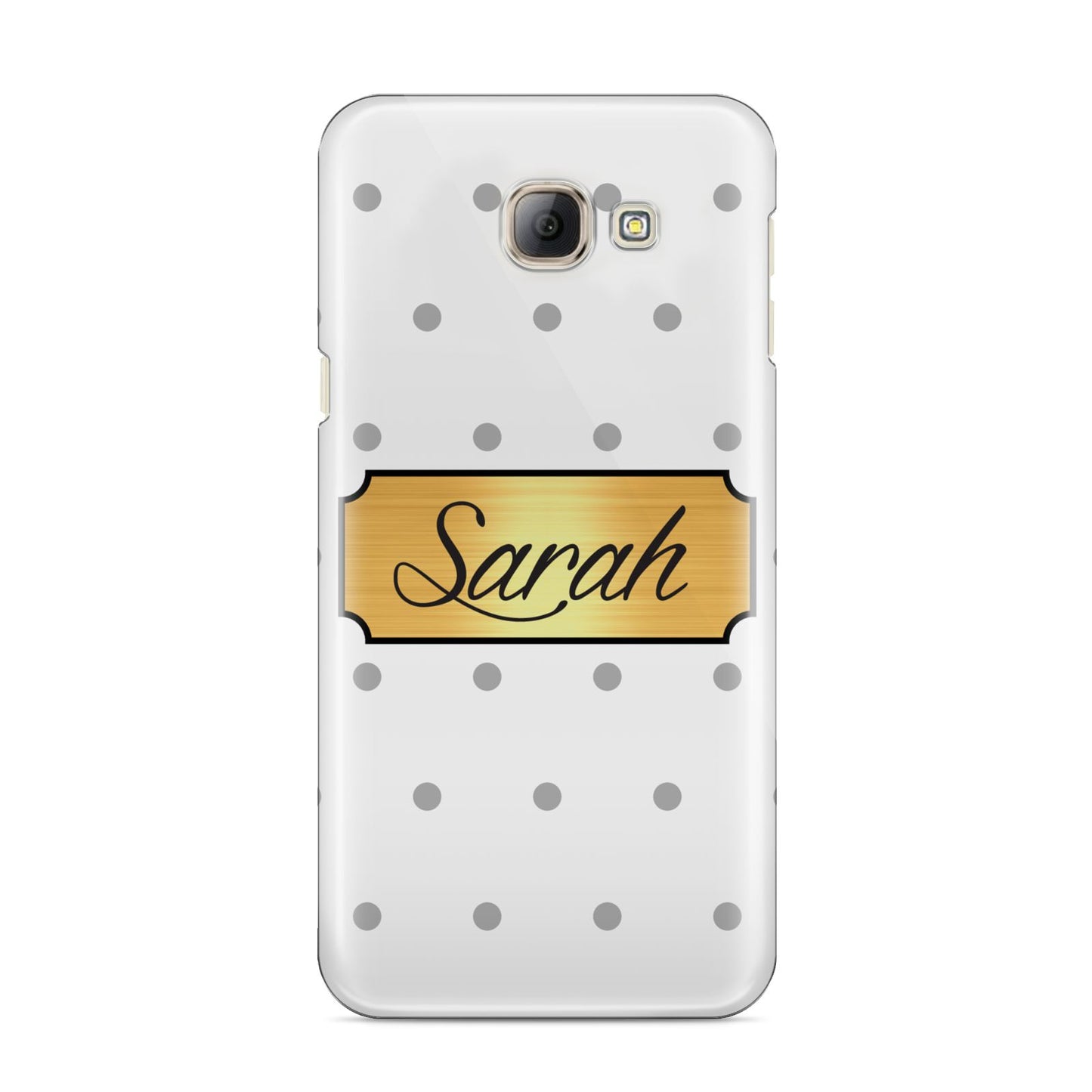 Personalised Grey Dots Gold With Name Samsung Galaxy A8 2016 Case