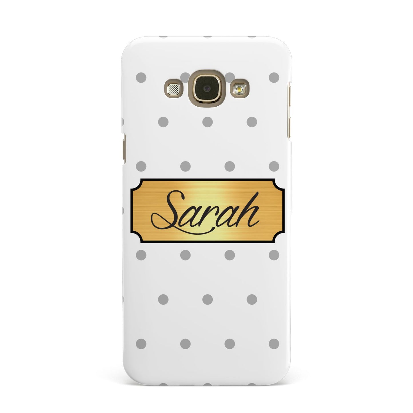 Personalised Grey Dots Gold With Name Samsung Galaxy A8 Case