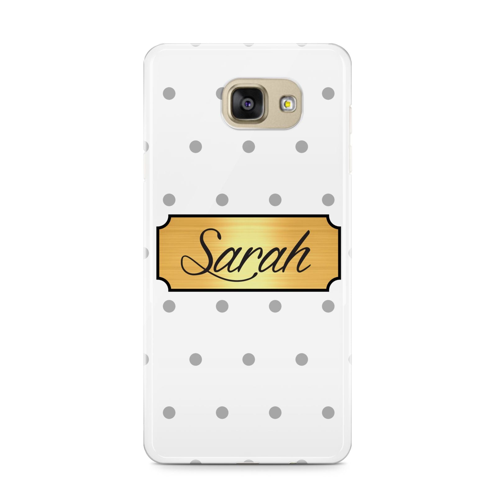 Personalised Grey Dots Gold With Name Samsung Galaxy A9 2016 Case on gold phone