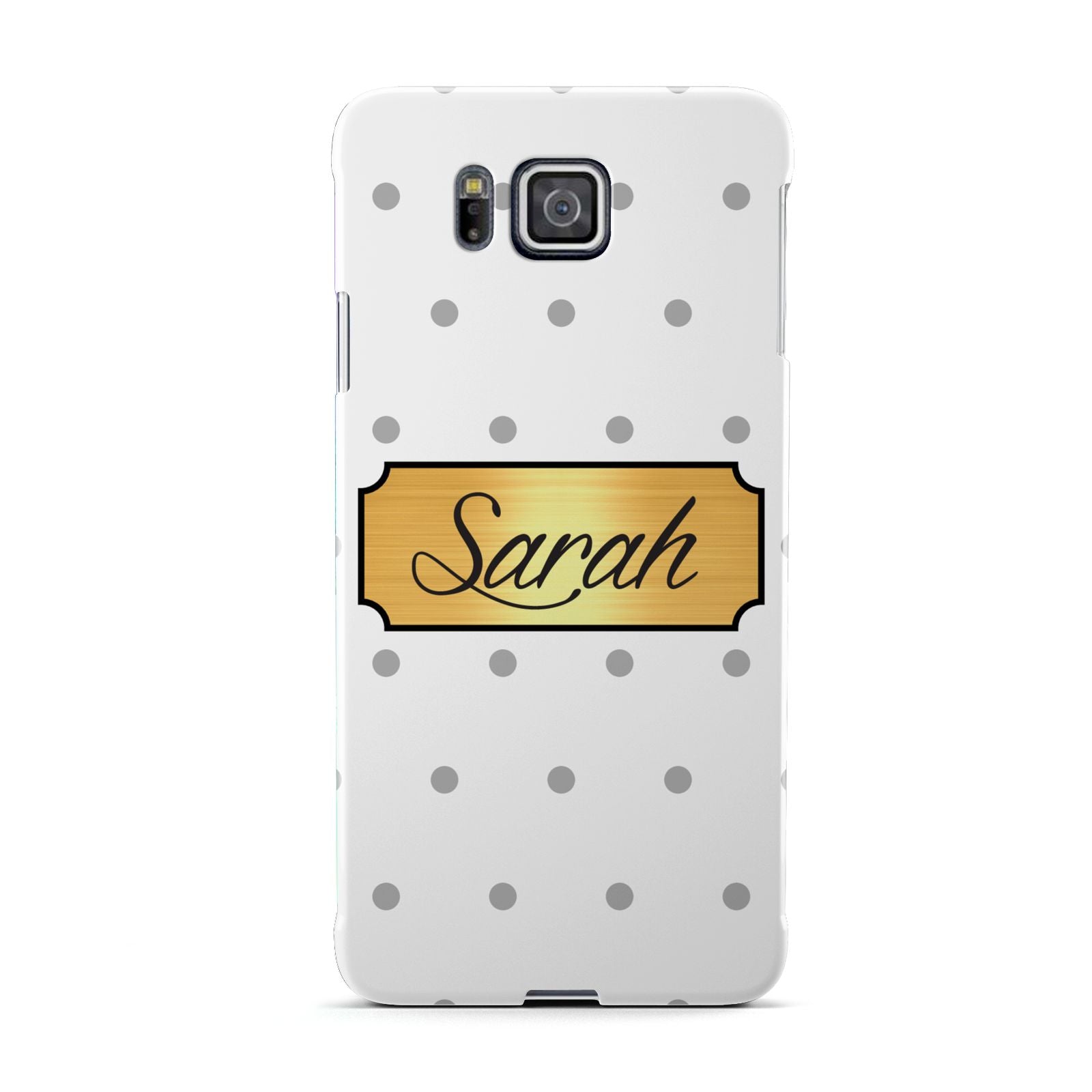 Personalised Grey Dots Gold With Name Samsung Galaxy Alpha Case