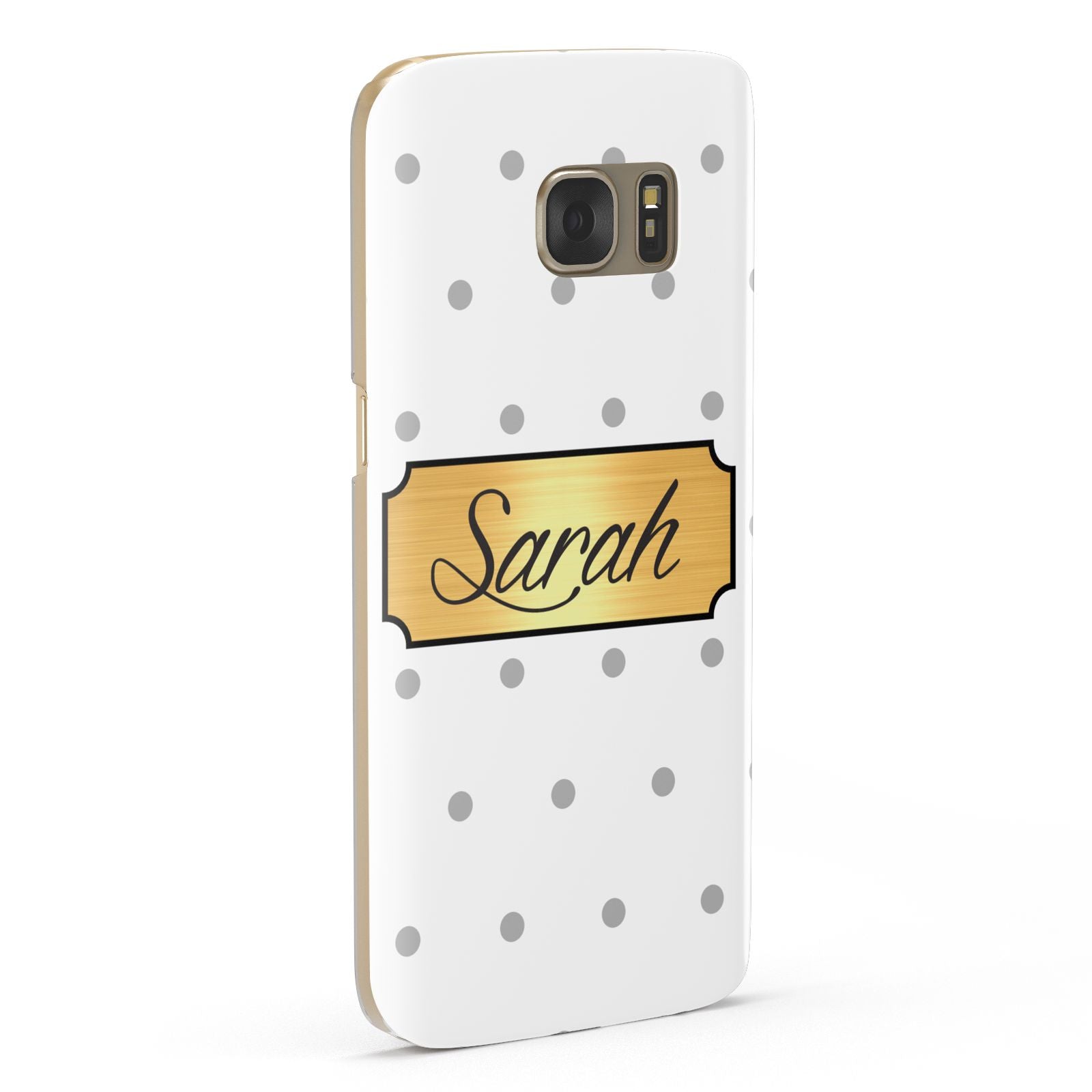 Personalised Grey Dots Gold With Name Samsung Galaxy Case Fourty Five Degrees