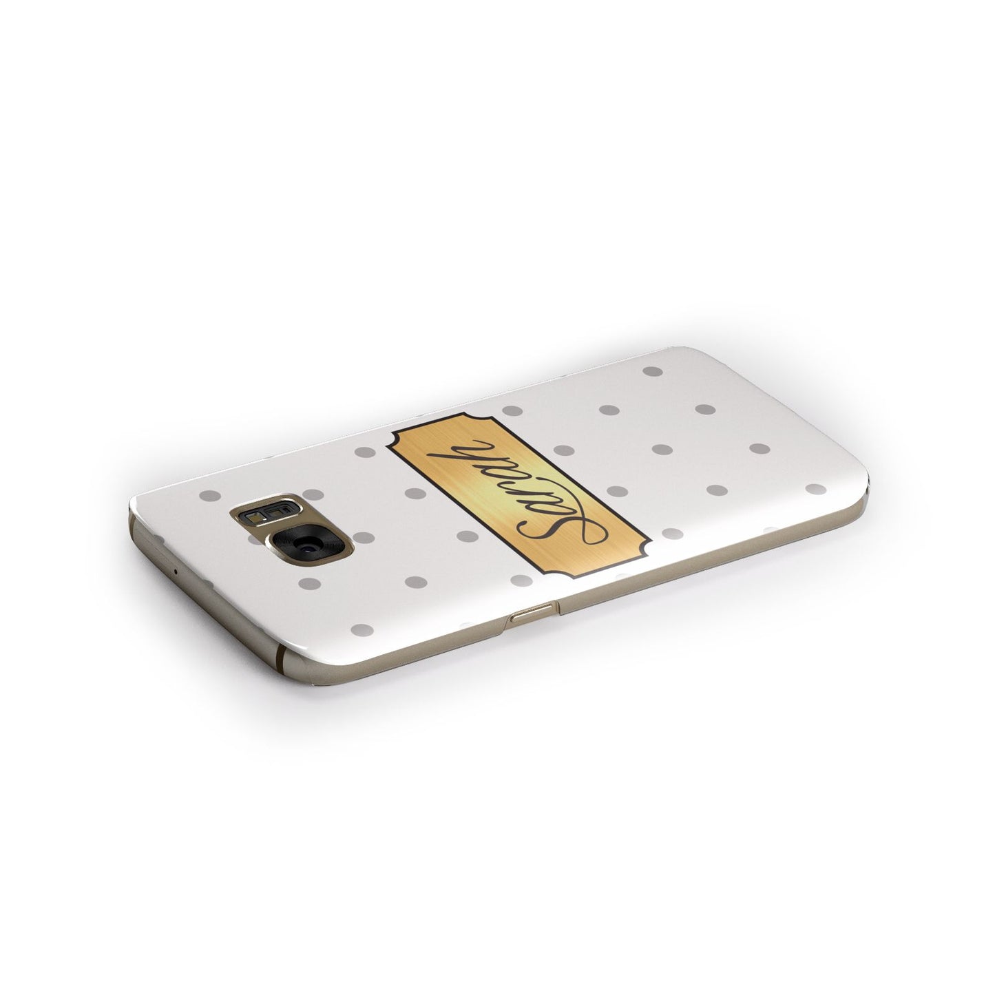 Personalised Grey Dots Gold With Name Samsung Galaxy Case Side Close Up