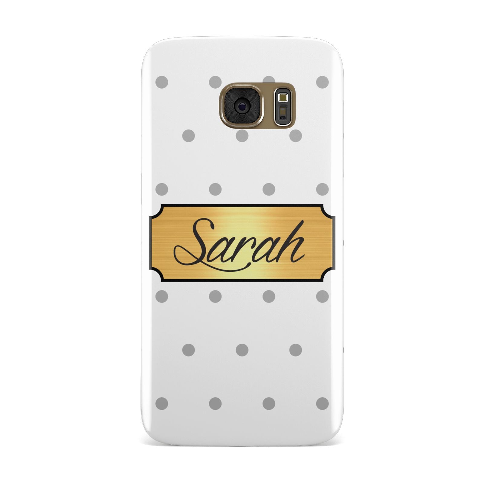 Personalised Grey Dots Gold With Name Samsung Galaxy Case