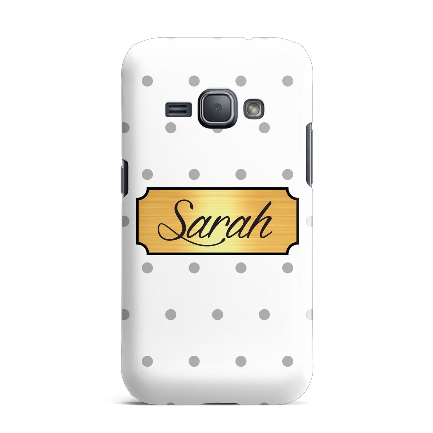 Personalised Grey Dots Gold With Name Samsung Galaxy J1 2016 Case