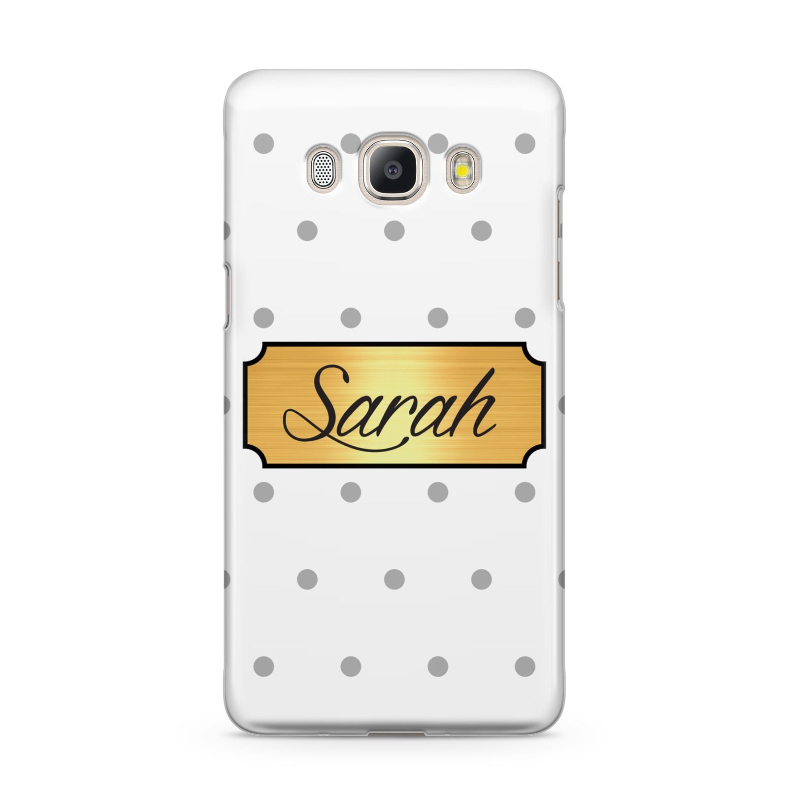 Personalised Grey Dots Gold With Name Samsung Galaxy J5 2016 Case