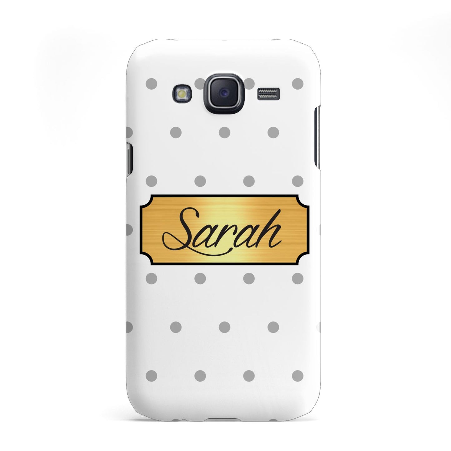 Personalised Grey Dots Gold With Name Samsung Galaxy J5 Case