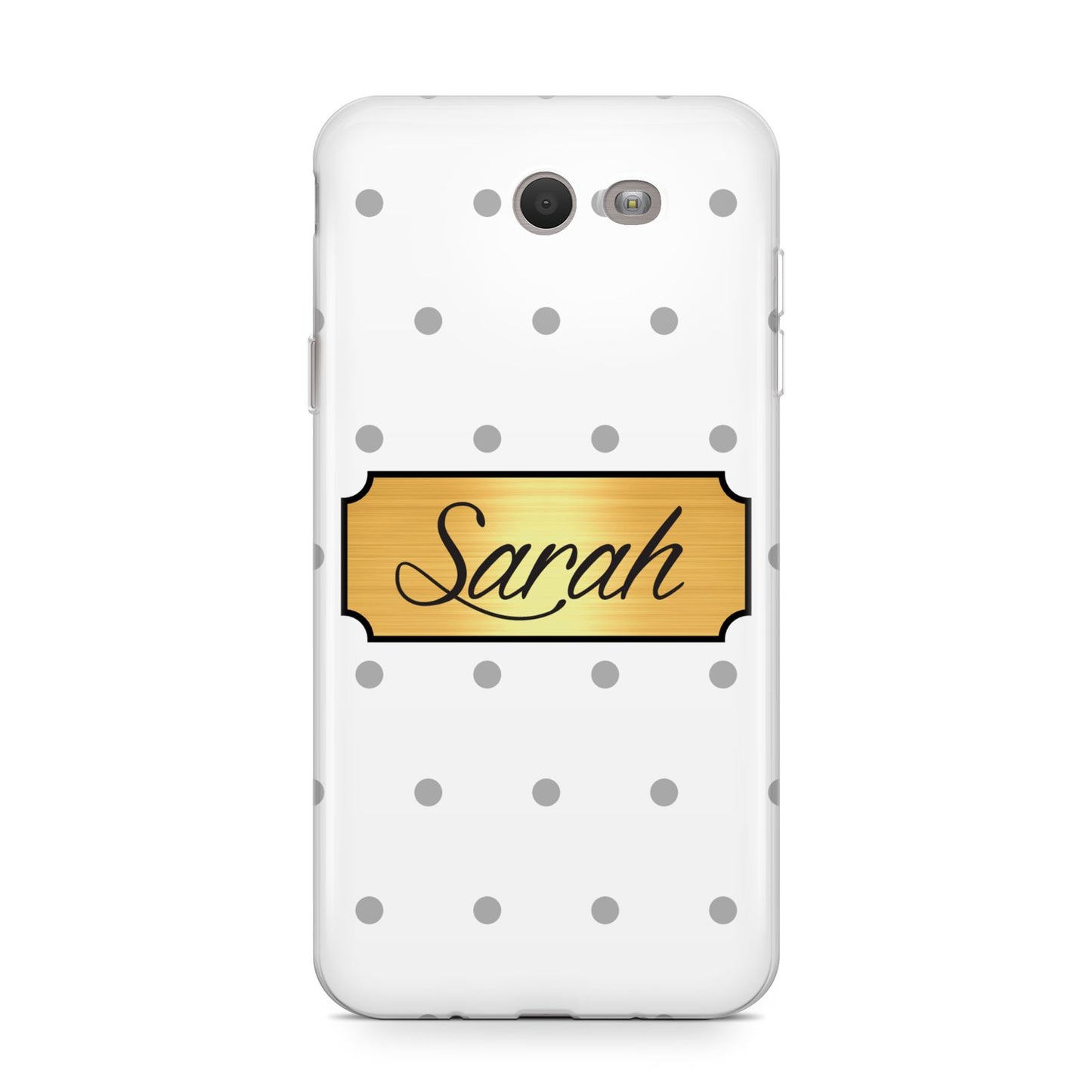 Personalised Grey Dots Gold With Name Samsung Galaxy J7 2017 Case