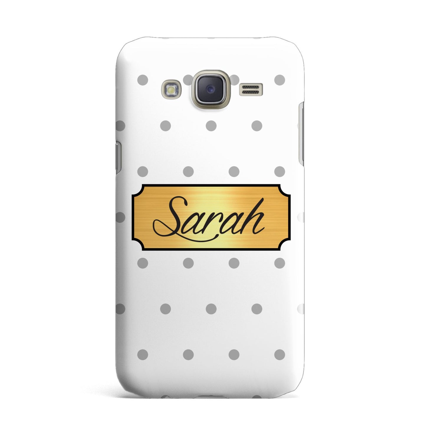 Personalised Grey Dots Gold With Name Samsung Galaxy J7 Case