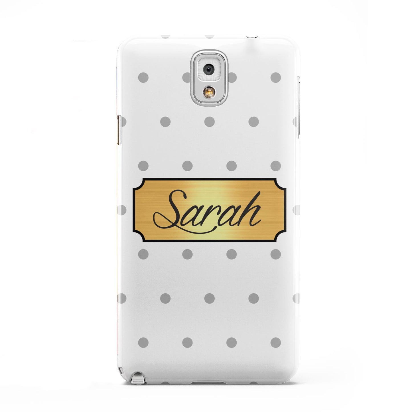 Personalised Grey Dots Gold With Name Samsung Galaxy Note 3 Case