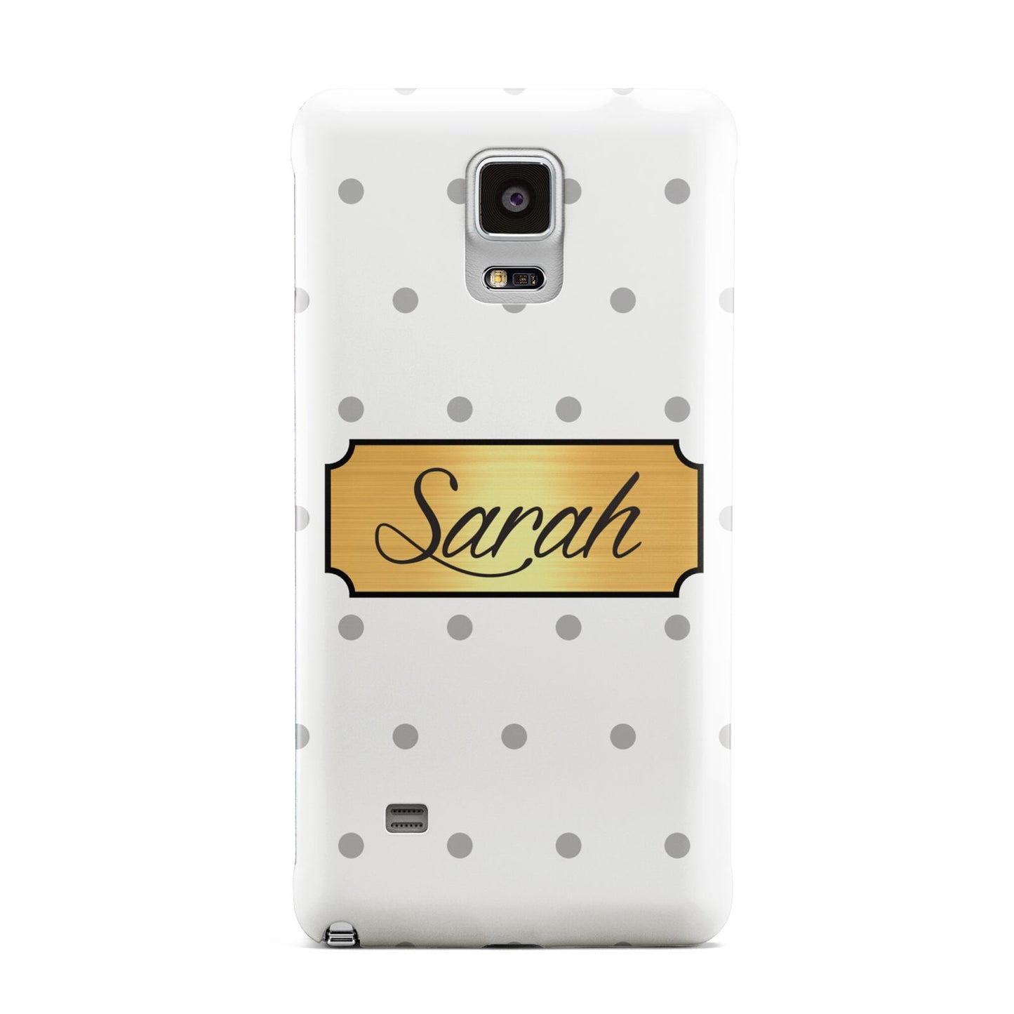 Personalised Grey Dots Gold With Name Samsung Galaxy Note 4 Case