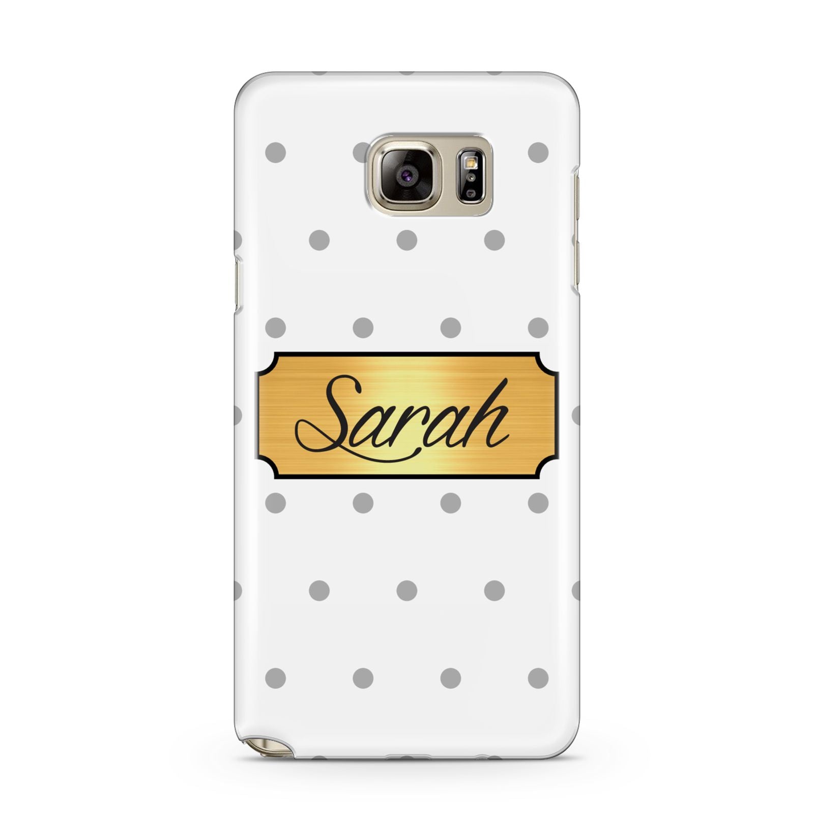 Personalised Grey Dots Gold With Name Samsung Galaxy Note 5 Case