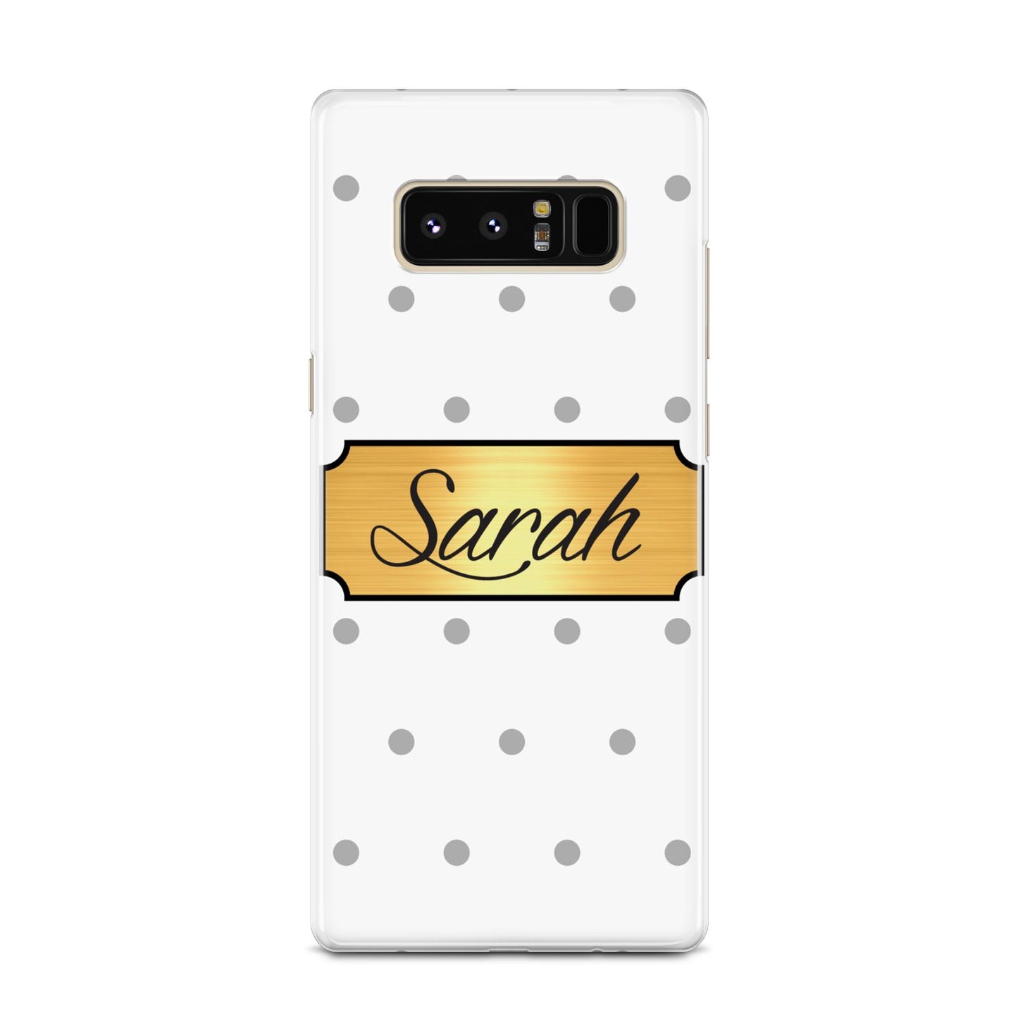 Personalised Grey Dots Gold With Name Samsung Galaxy Note 8 Case