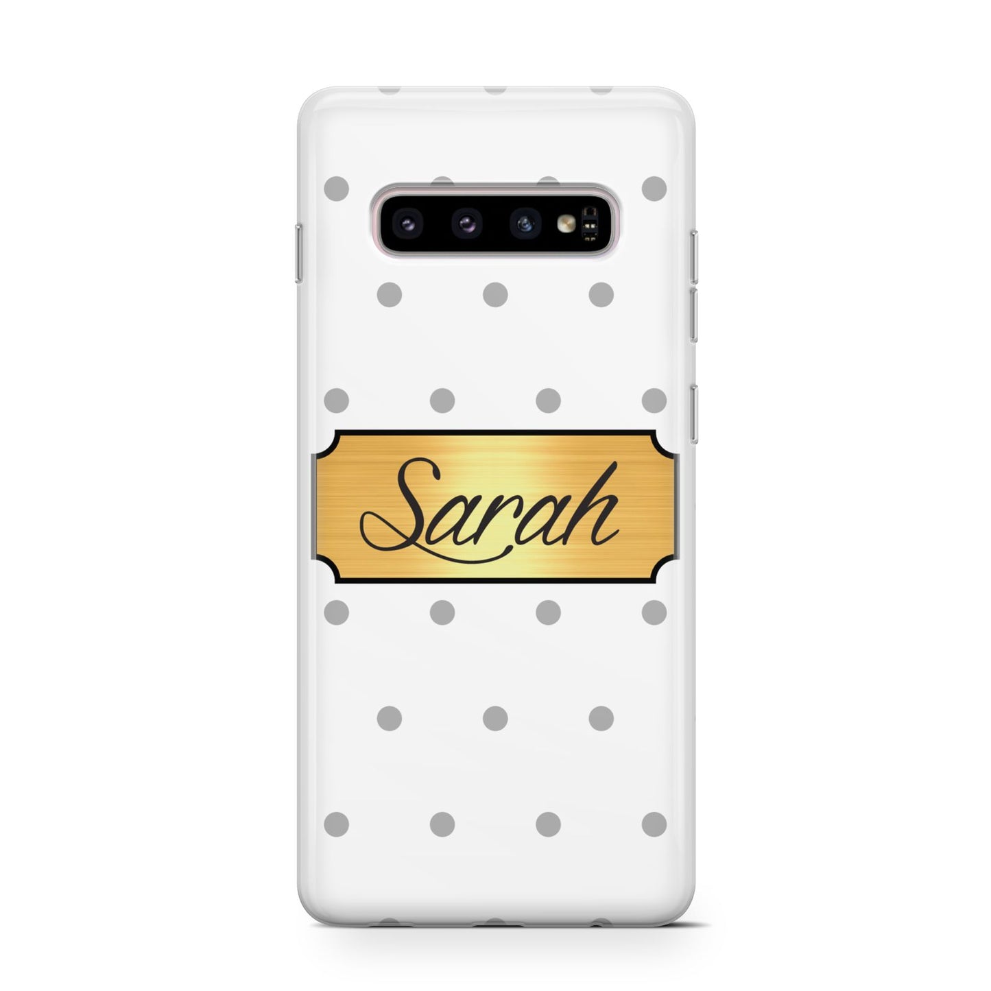 Personalised Grey Dots Gold With Name Samsung Galaxy S10 Case