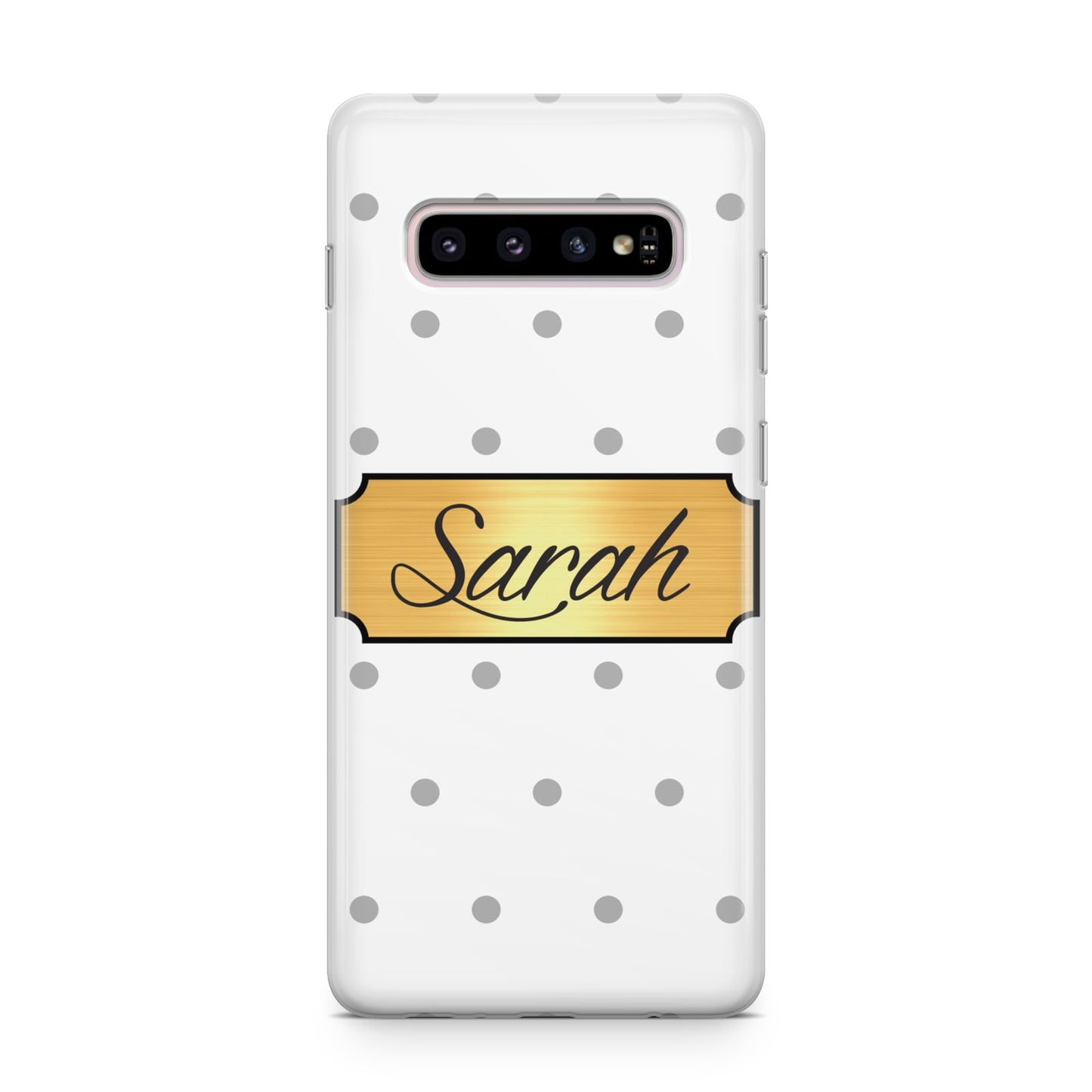 Personalised Grey Dots Gold With Name Samsung Galaxy S10 Plus Case