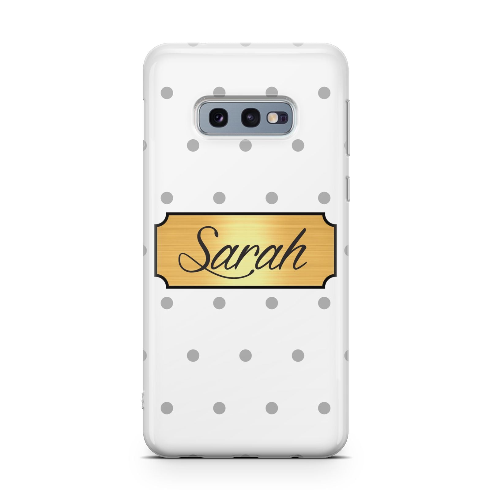 Personalised Grey Dots Gold With Name Samsung Galaxy S10E Case