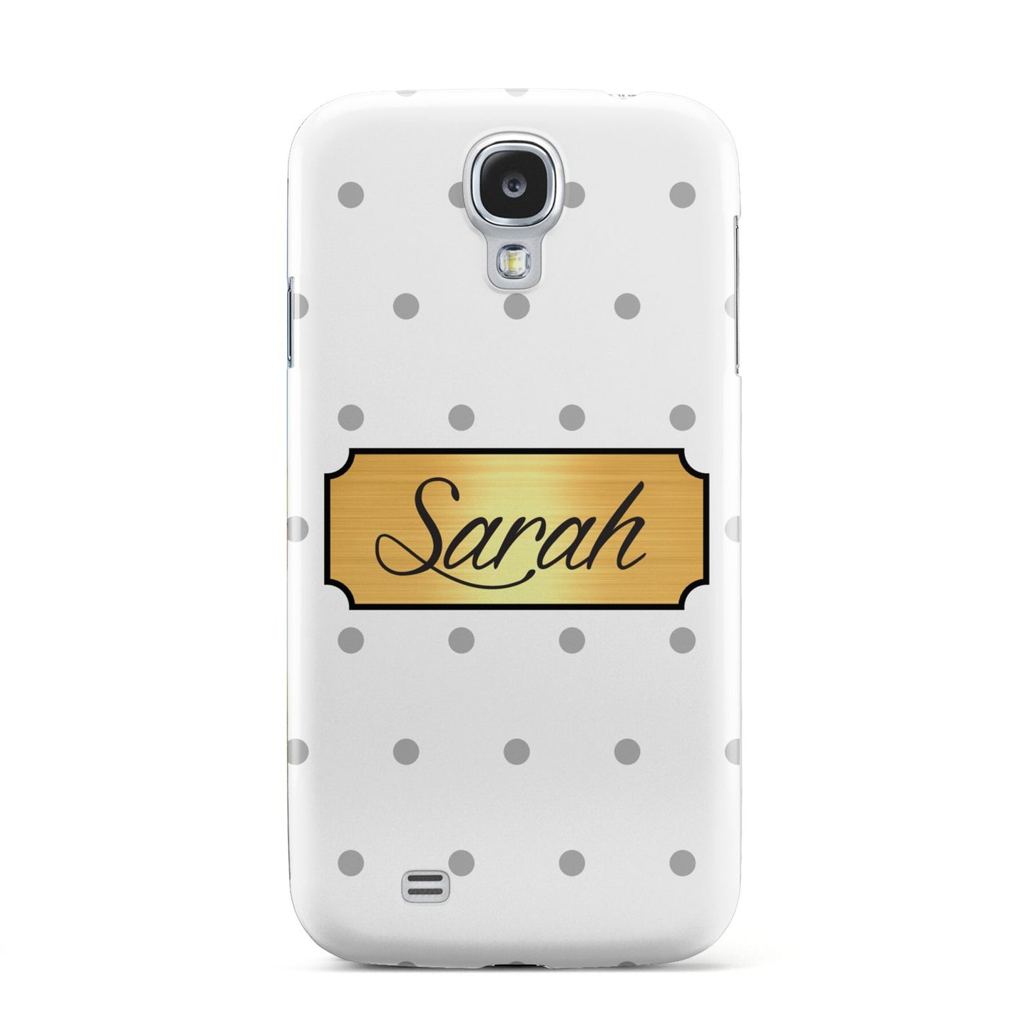 Personalised Grey Dots Gold With Name Samsung Galaxy S4 Case