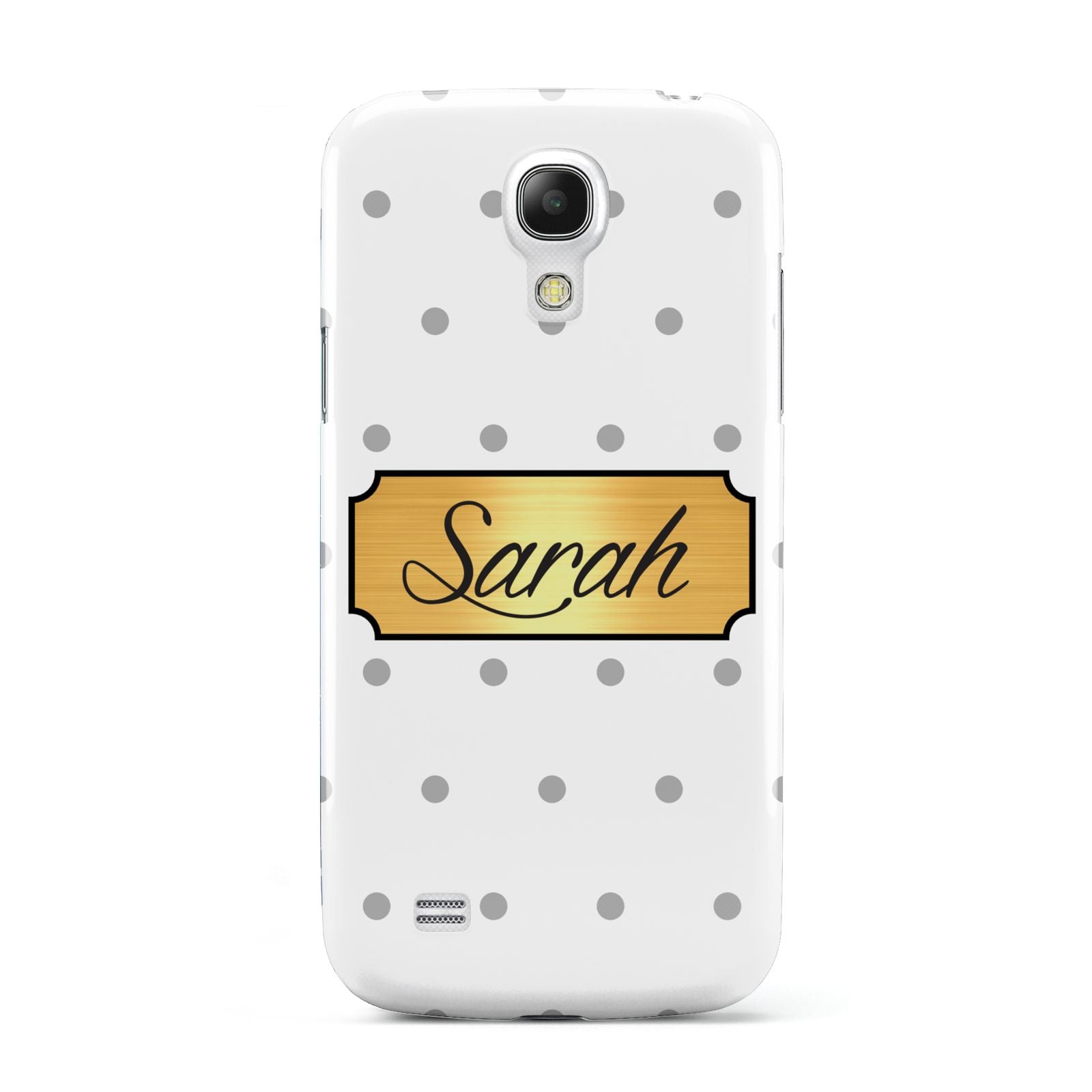 Personalised Grey Dots Gold With Name Samsung Galaxy S4 Mini Case