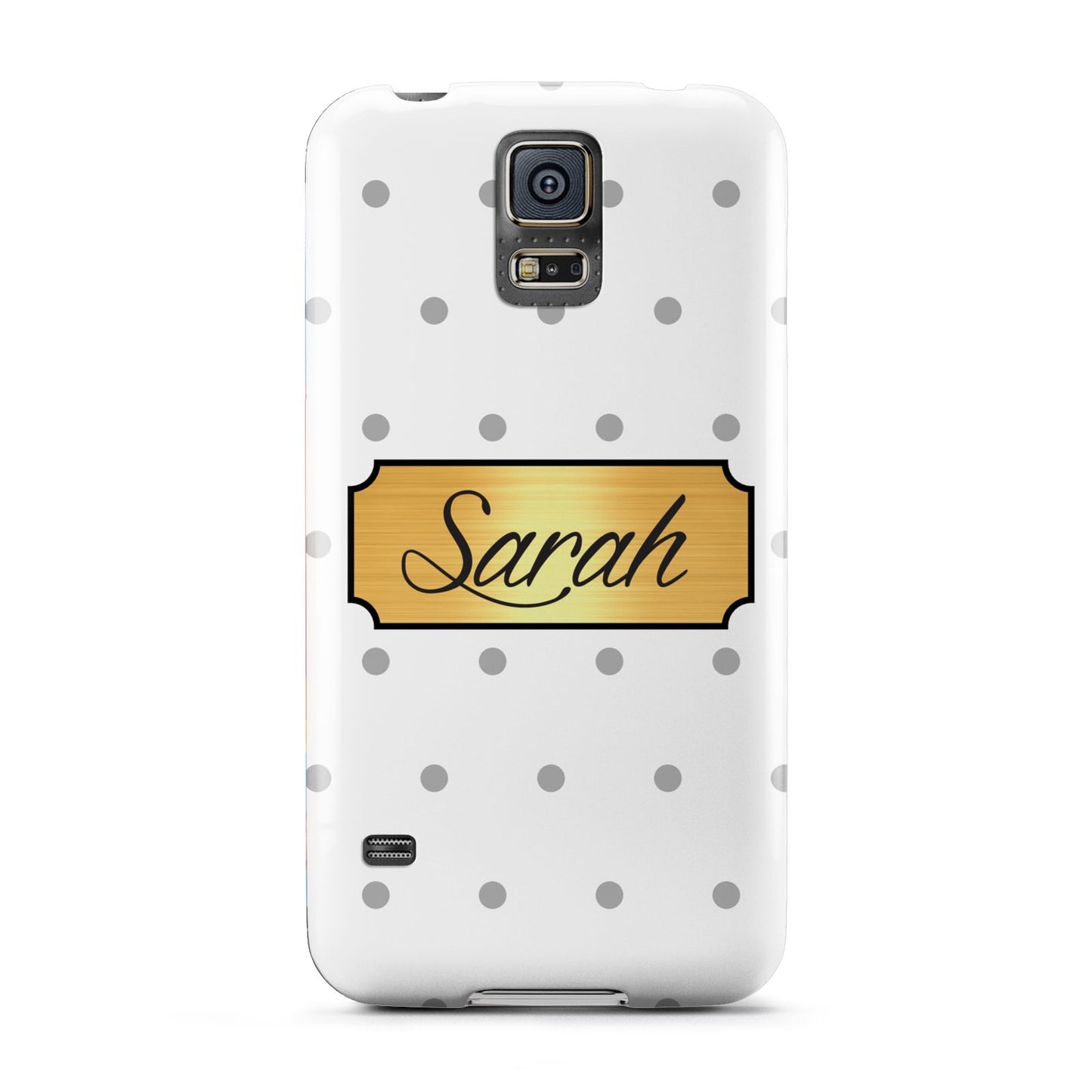 Personalised Grey Dots Gold With Name Samsung Galaxy S5 Case