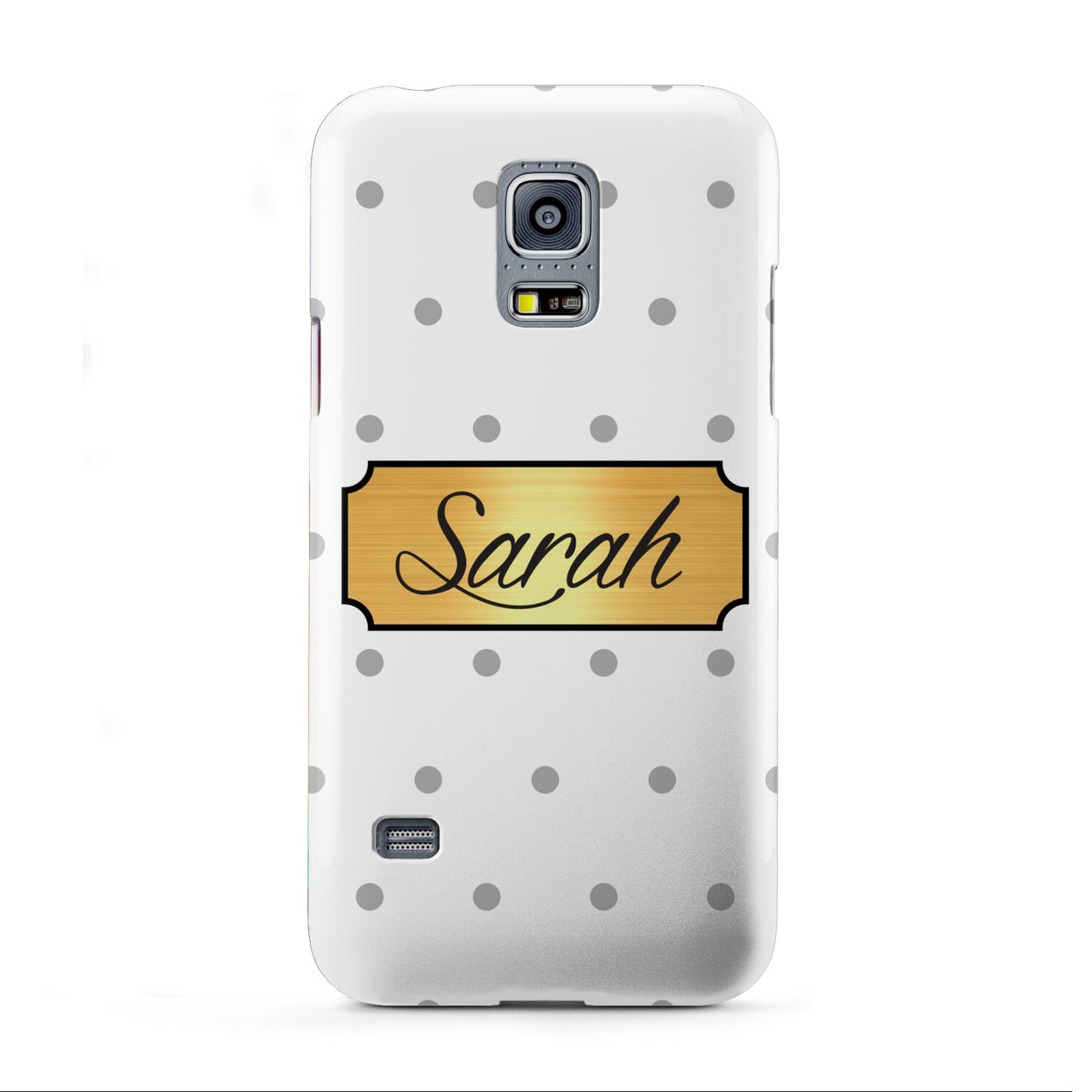 Personalised Grey Dots Gold With Name Samsung Galaxy S5 Mini Case