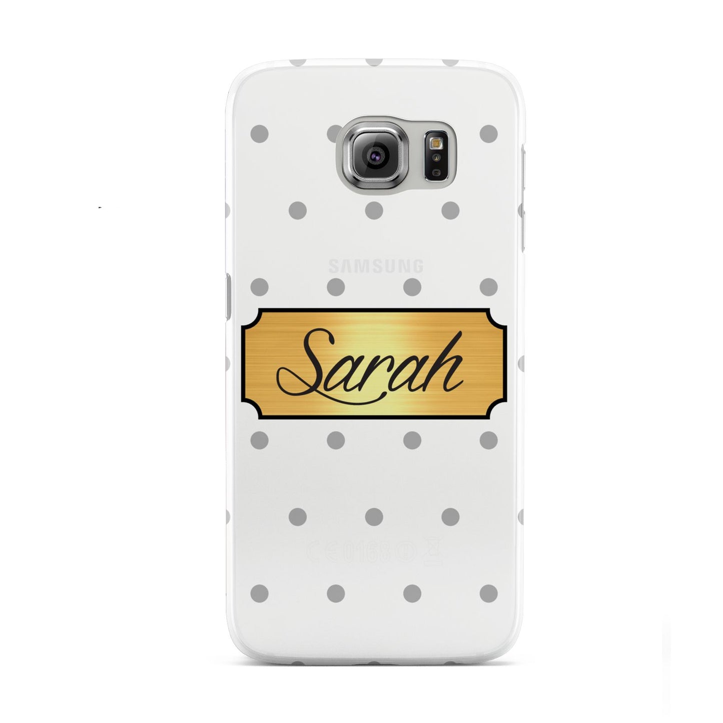 Personalised Grey Dots Gold With Name Samsung Galaxy S6 Case