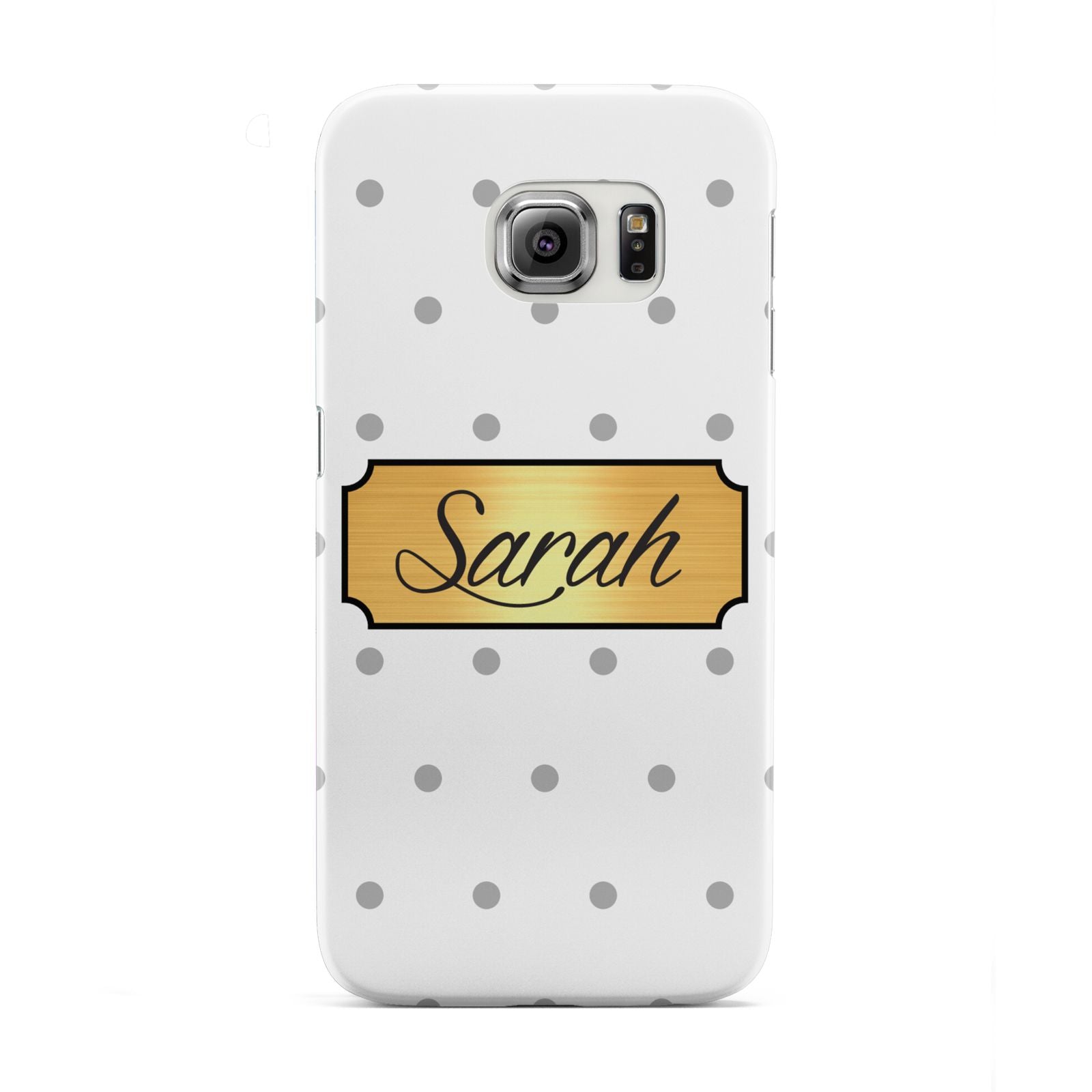 Personalised Grey Dots Gold With Name Samsung Galaxy S6 Edge Case