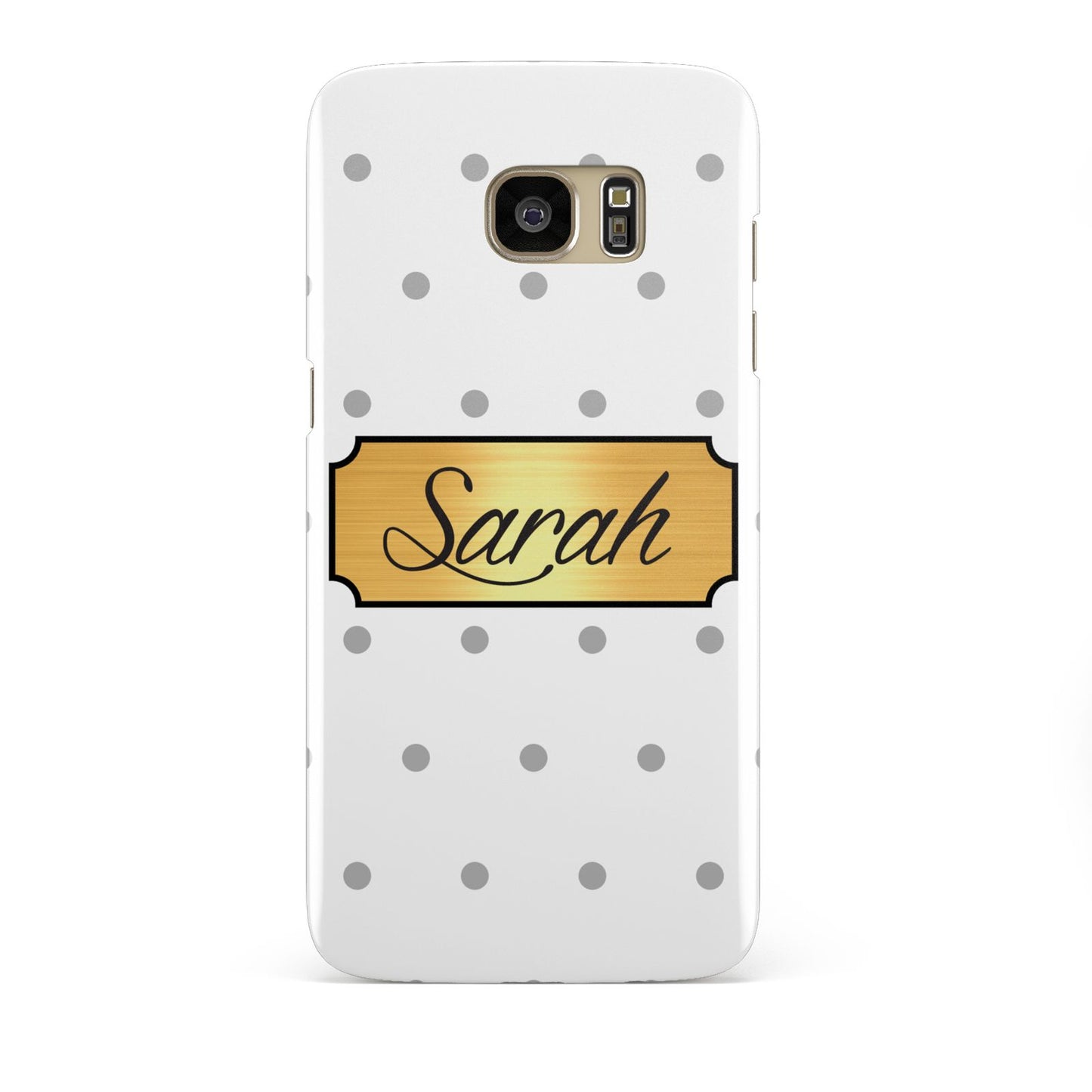 Personalised Grey Dots Gold With Name Samsung Galaxy S7 Edge Case