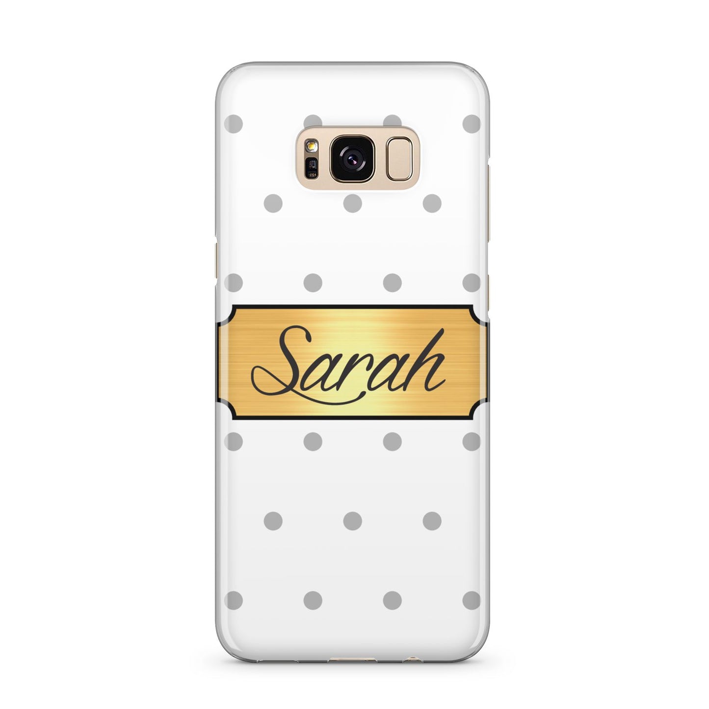 Personalised Grey Dots Gold With Name Samsung Galaxy S8 Plus Case