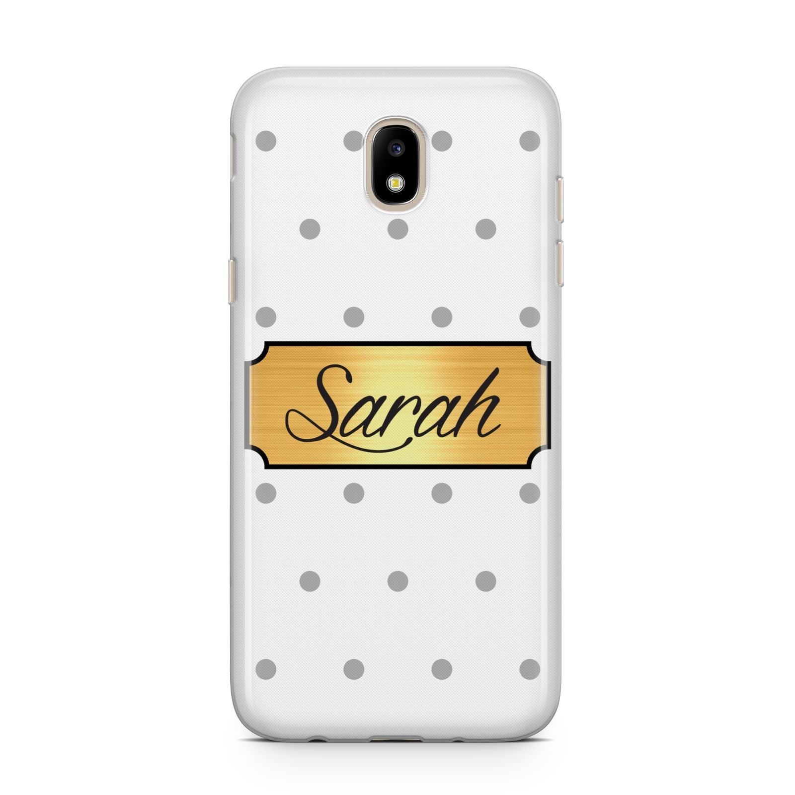 Personalised Grey Dots Gold With Name Samsung J5 2017 Case