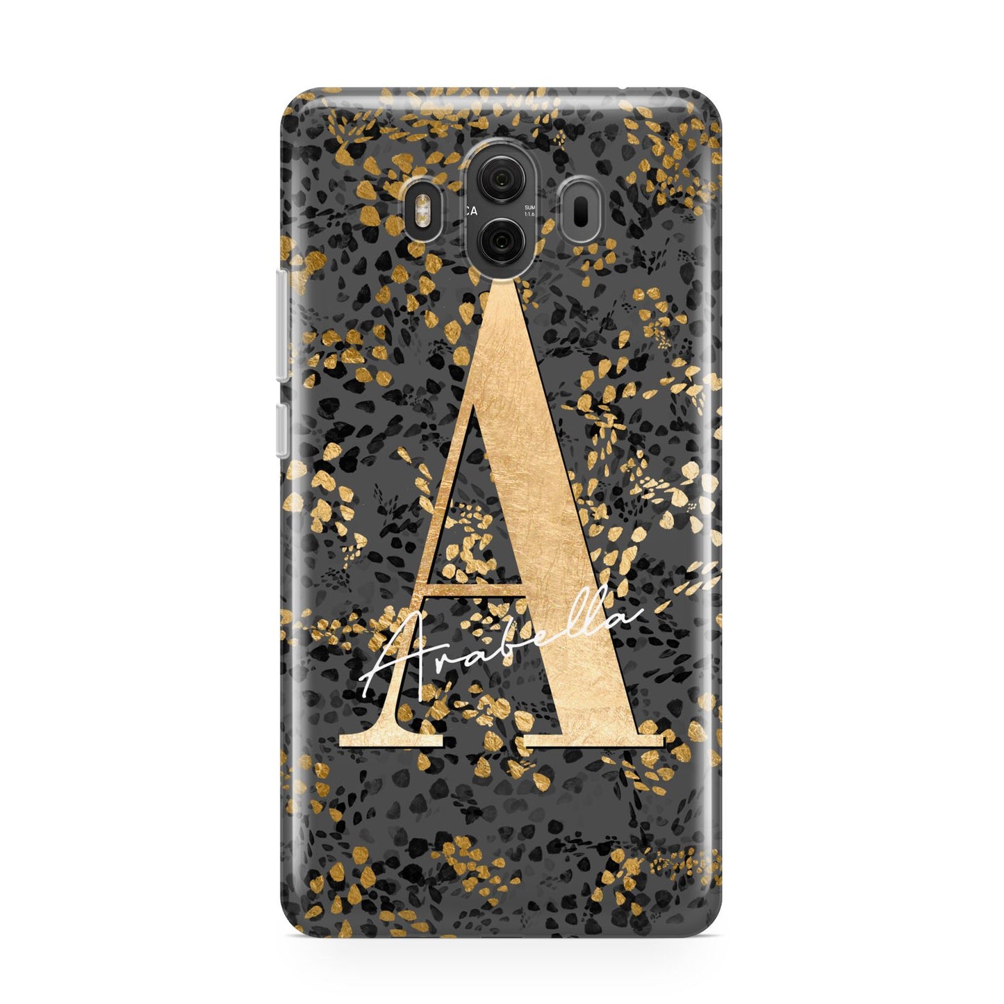 Personalised Grey Gold Cheetah Huawei Mate 10 Protective Phone Case