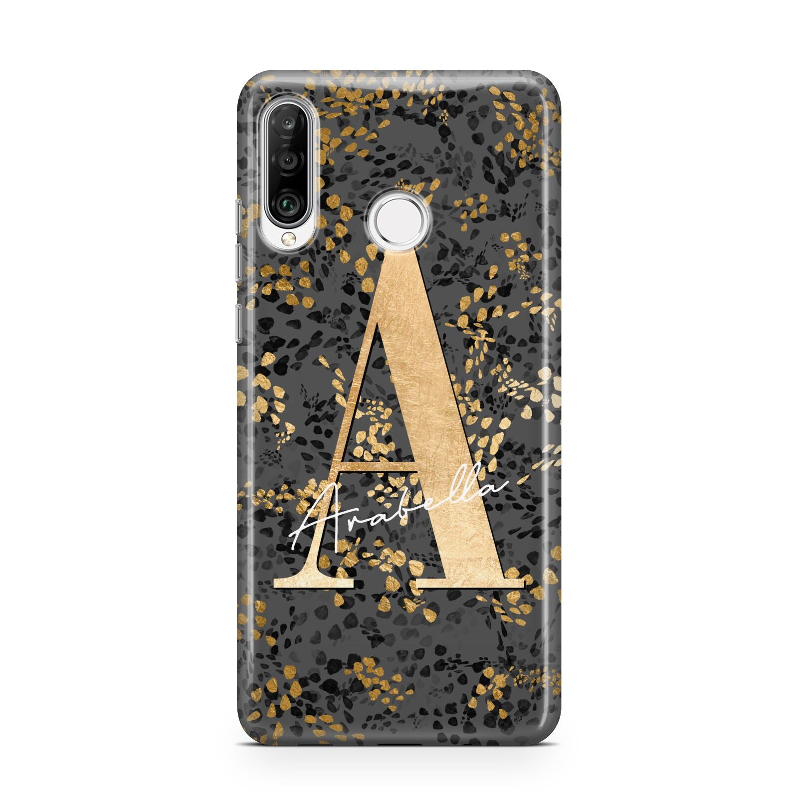 Personalised Grey Gold Cheetah Huawei P30 Lite Phone Case