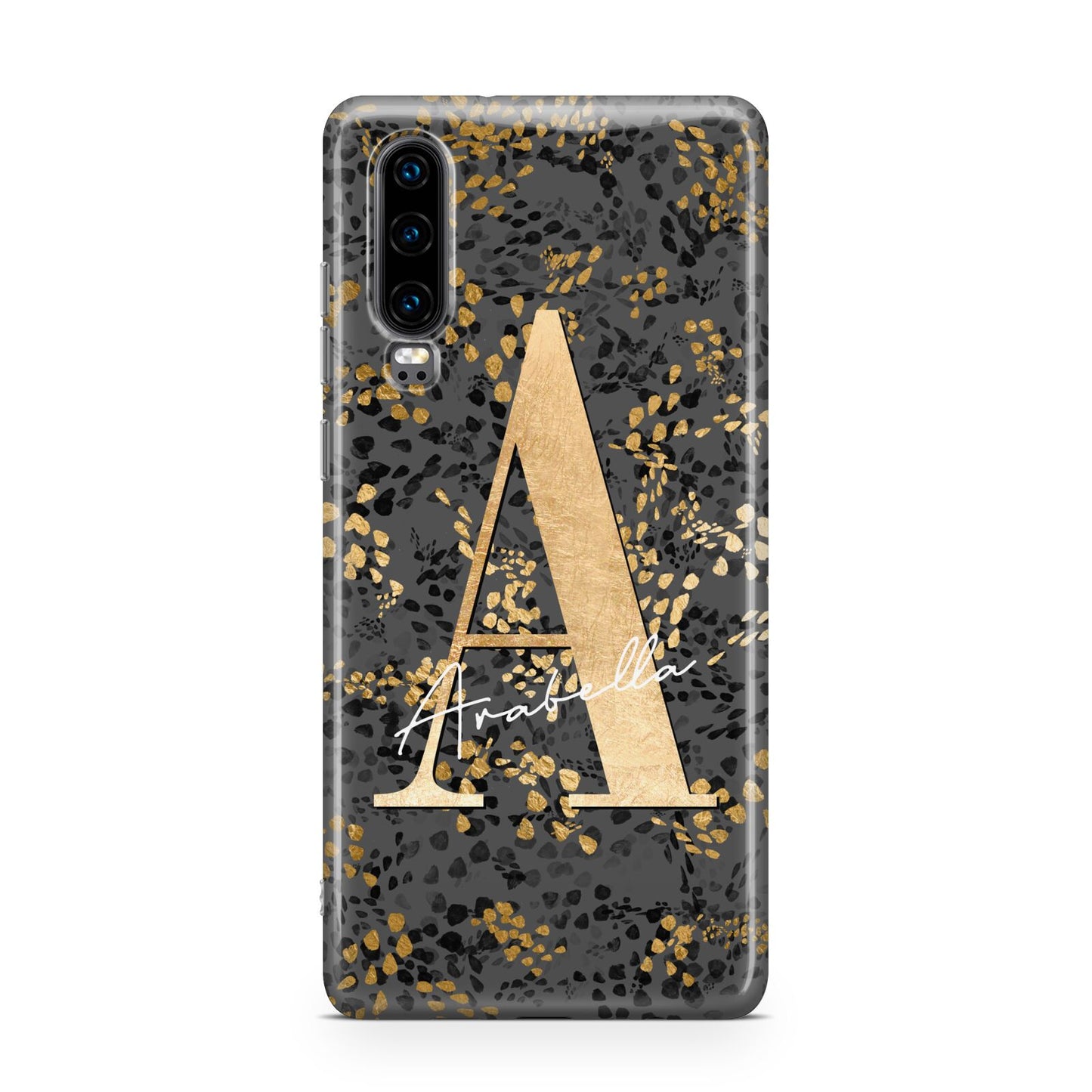 Personalised Grey Gold Cheetah Huawei P30 Phone Case