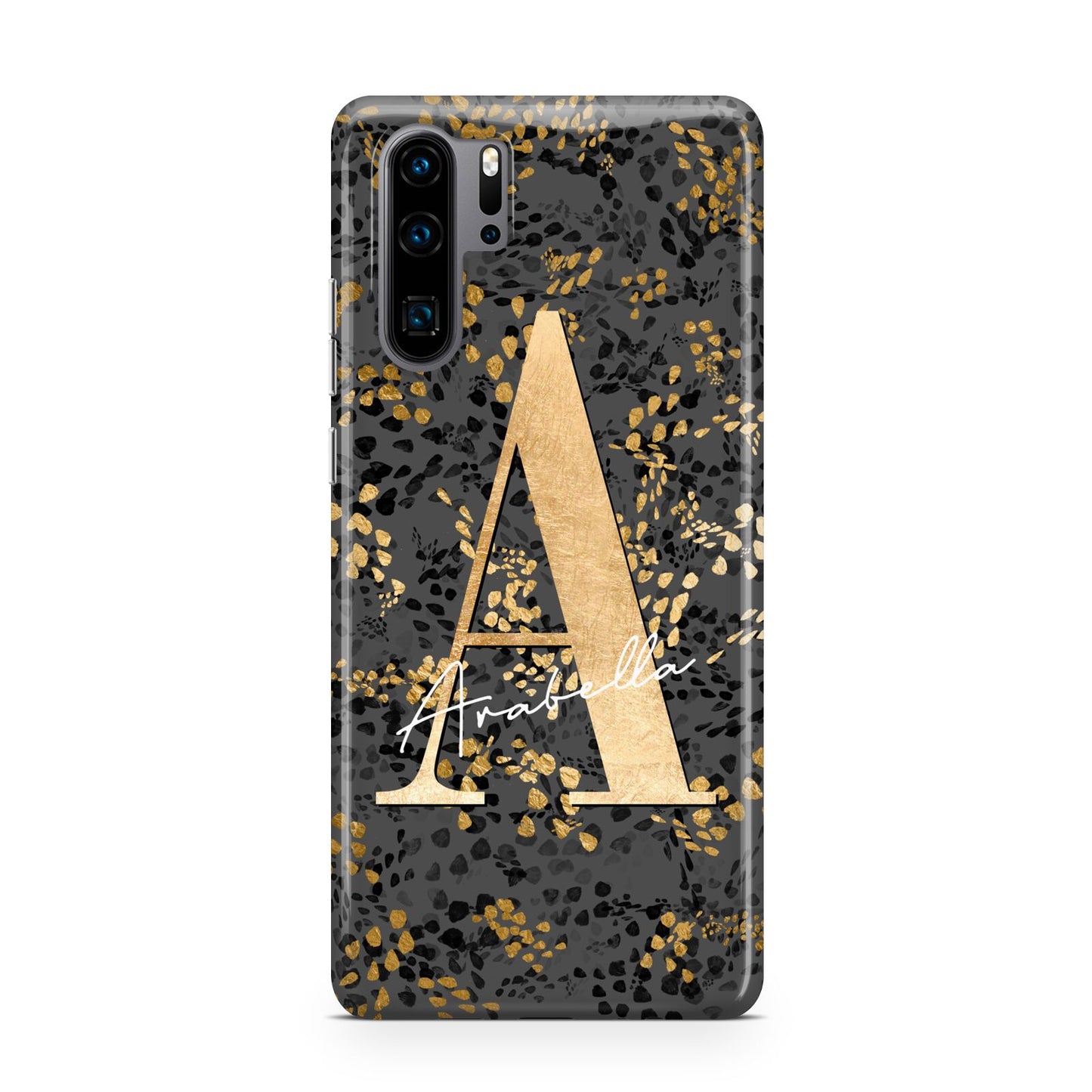 Personalised Grey Gold Cheetah Huawei P30 Pro Phone Case