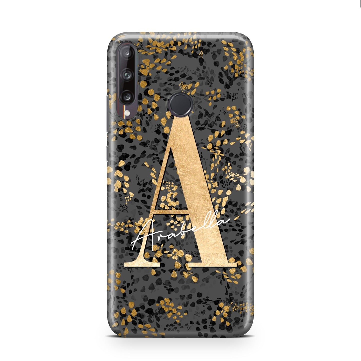 Personalised Grey Gold Cheetah Huawei P40 Lite E Phone Case