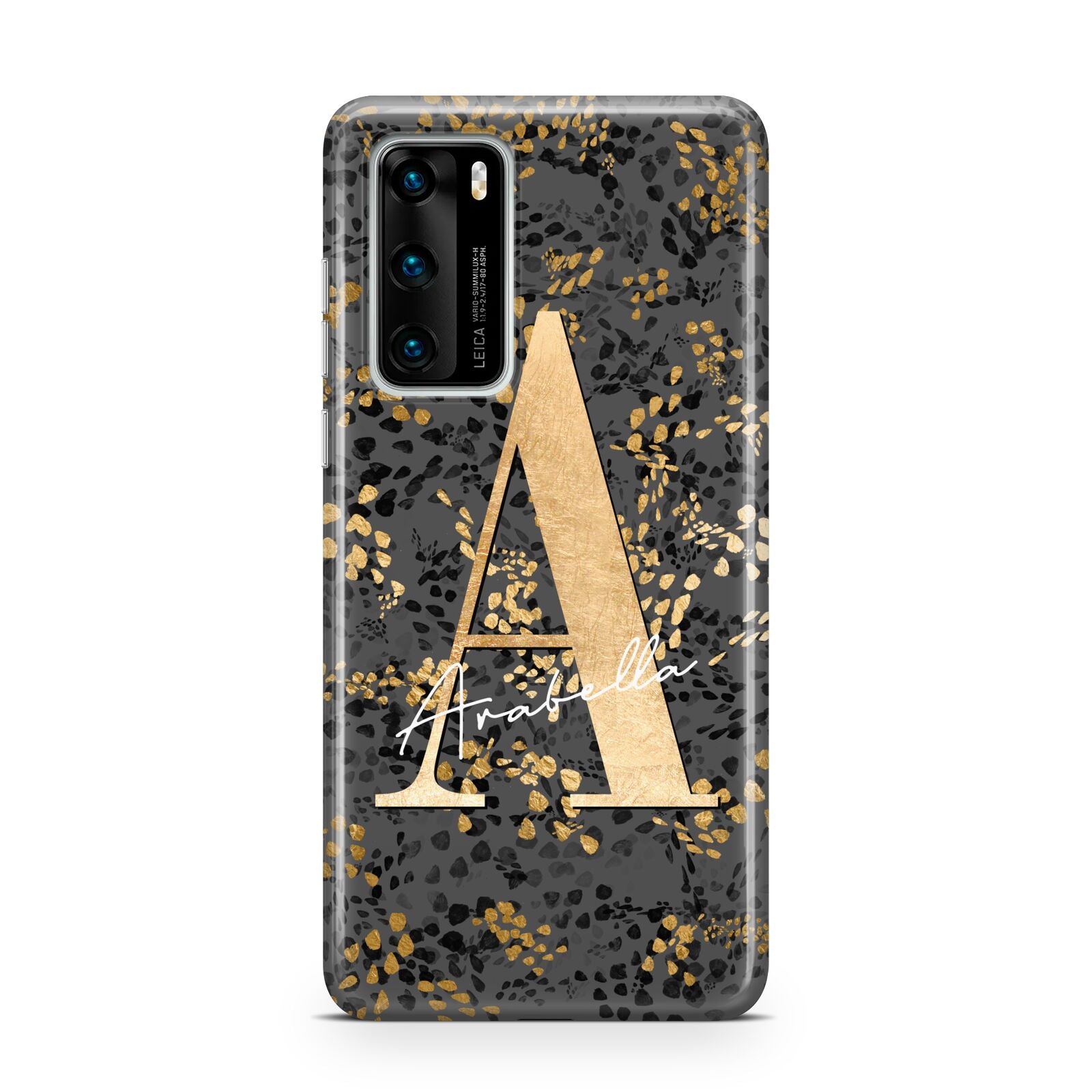 Personalised Grey Gold Cheetah Huawei P40 Phone Case