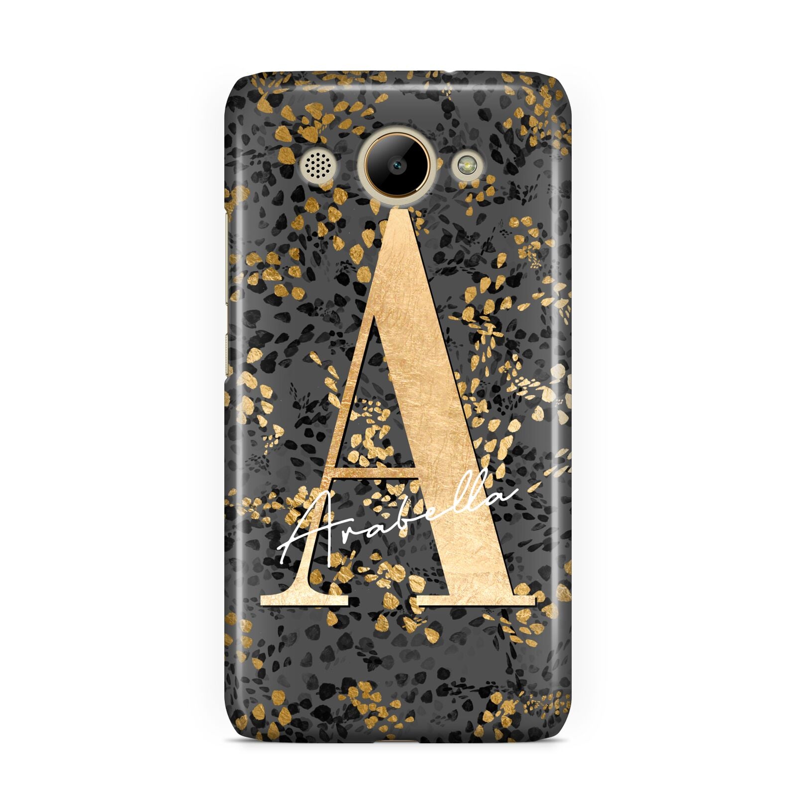 Personalised Grey Gold Cheetah Huawei Y3 2017