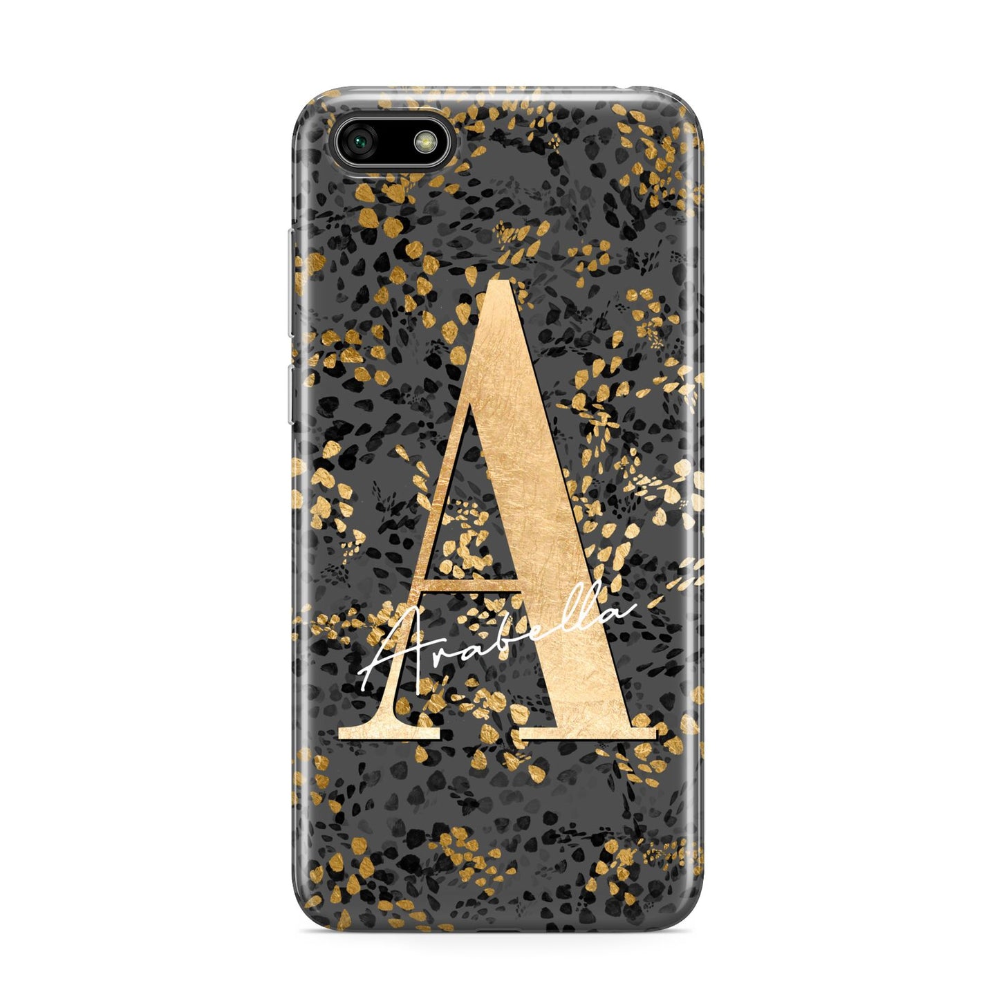 Personalised Grey Gold Cheetah Huawei Y5 Prime 2018 Phone Case