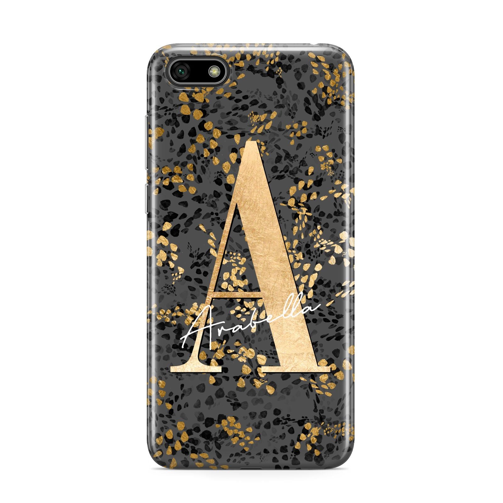 Personalised Grey Gold Cheetah Huawei Y5 Prime 2018 Phone Case